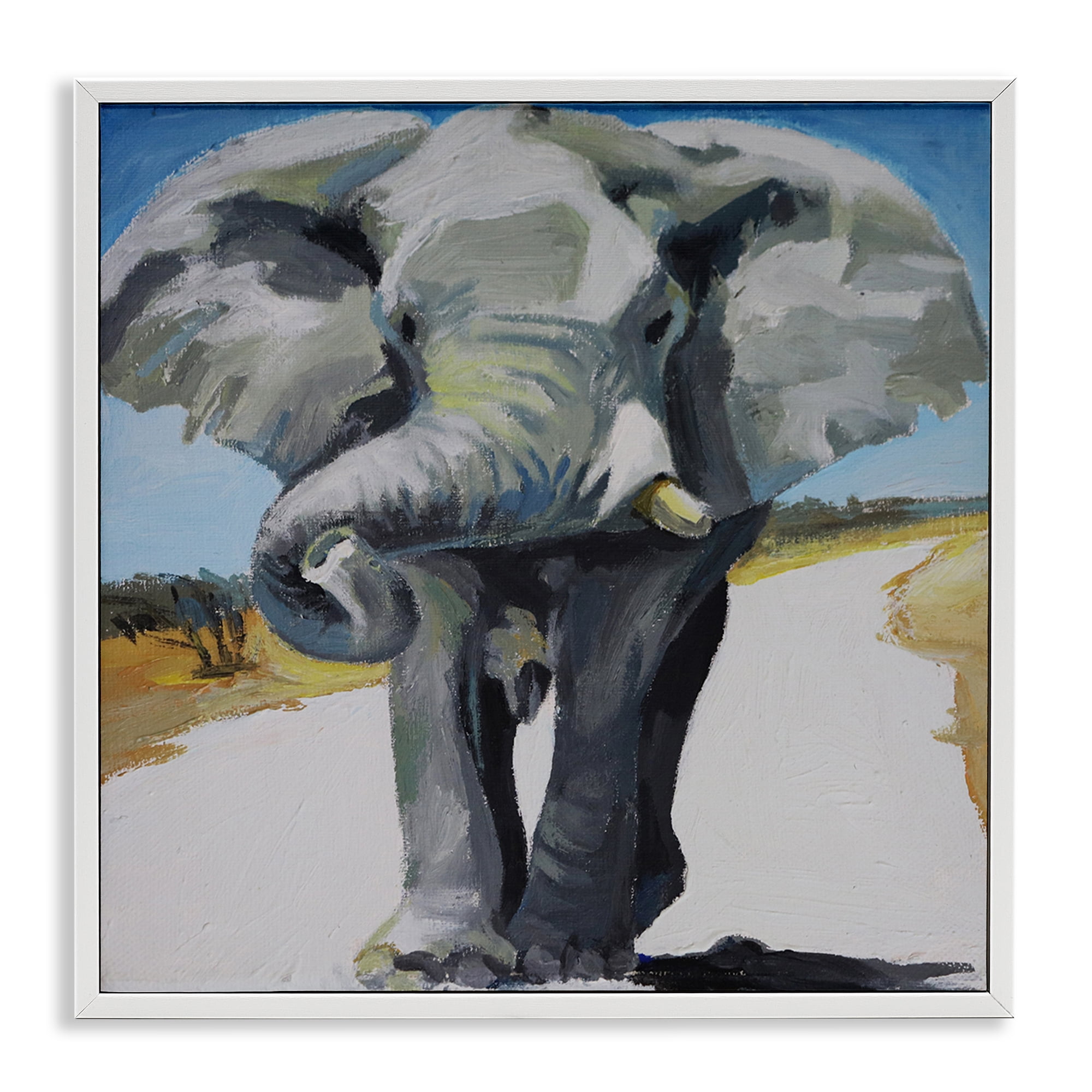 Stupell Industries Majestic Elephant on Path White Framed Giclee Art, design by Violeta Vollmer