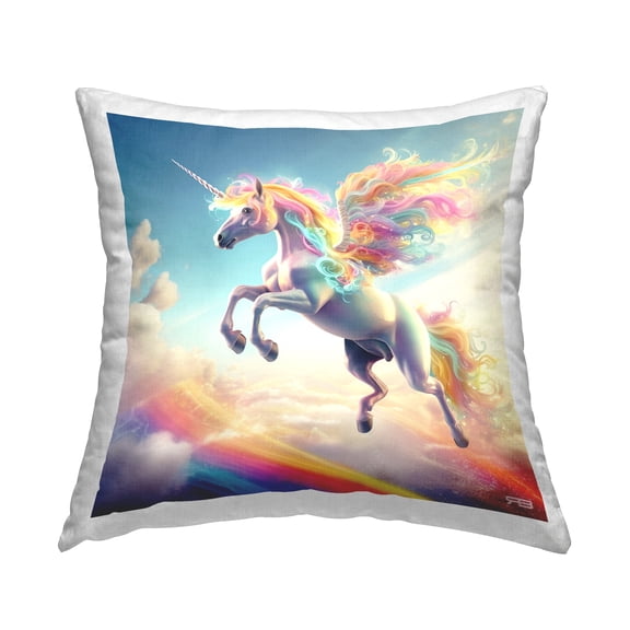 Stupell Industries Majestic Flying Unicorn Decorative Printed Throw Pillow, 18 x 18