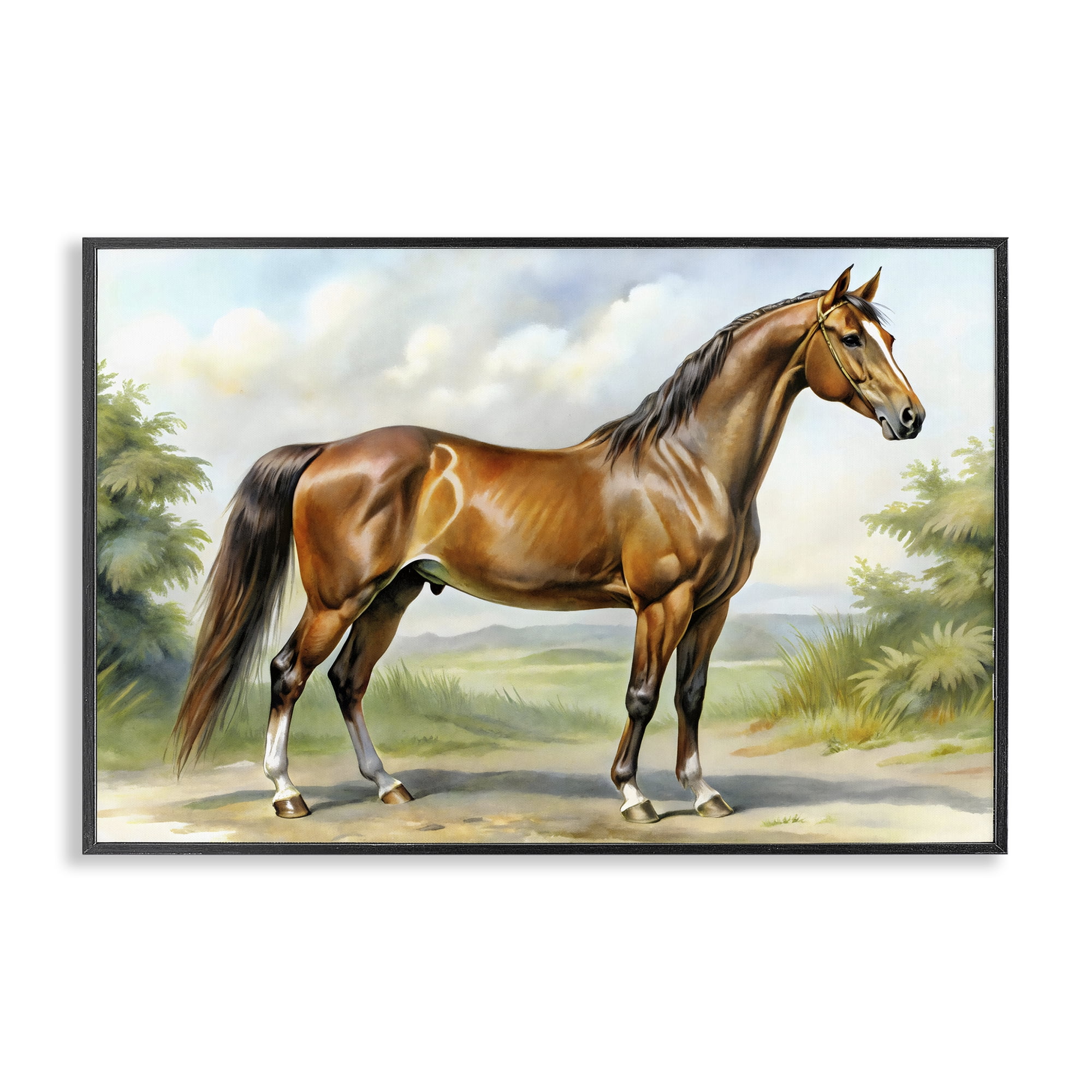 Stupell Industries Majestic Horse in Pastoral Landscape Black Framed Giclee Art, design by Creative Studio