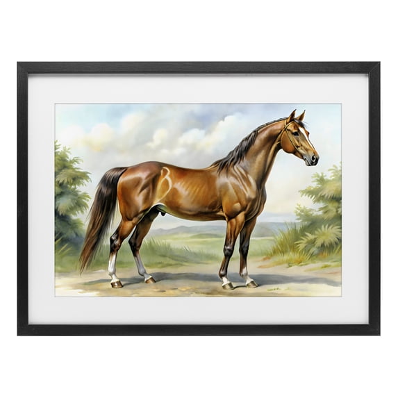 Stupell Industries Rustic Lodge Majestic Horse in Pastoral Landscape Black Framed Print Under Glass, 20 x 14, by Creative Studio