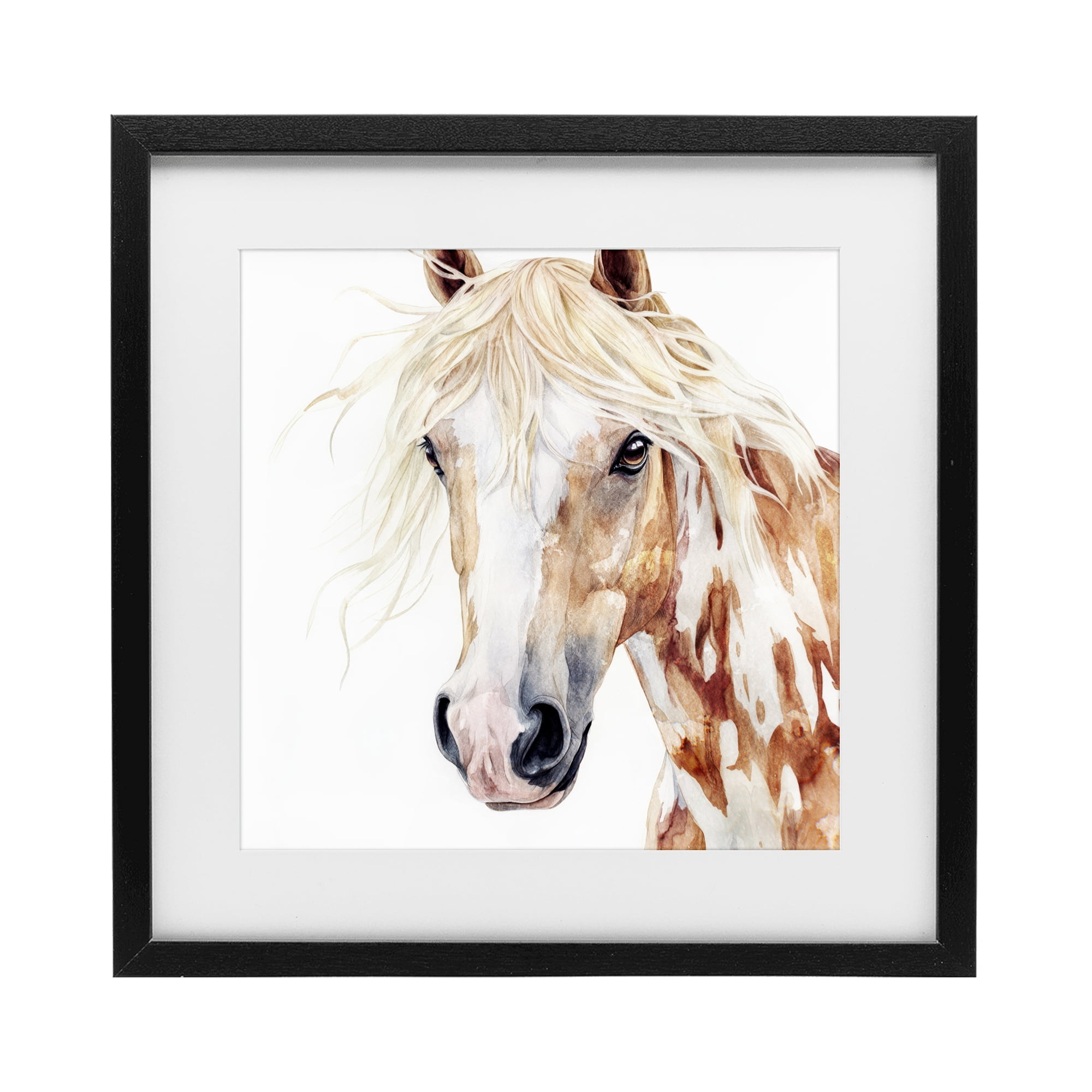 Stupell Industries Majestic Mane Spotted Horse Black Framed Print Under Glass, design by Svetlana Aleynikova