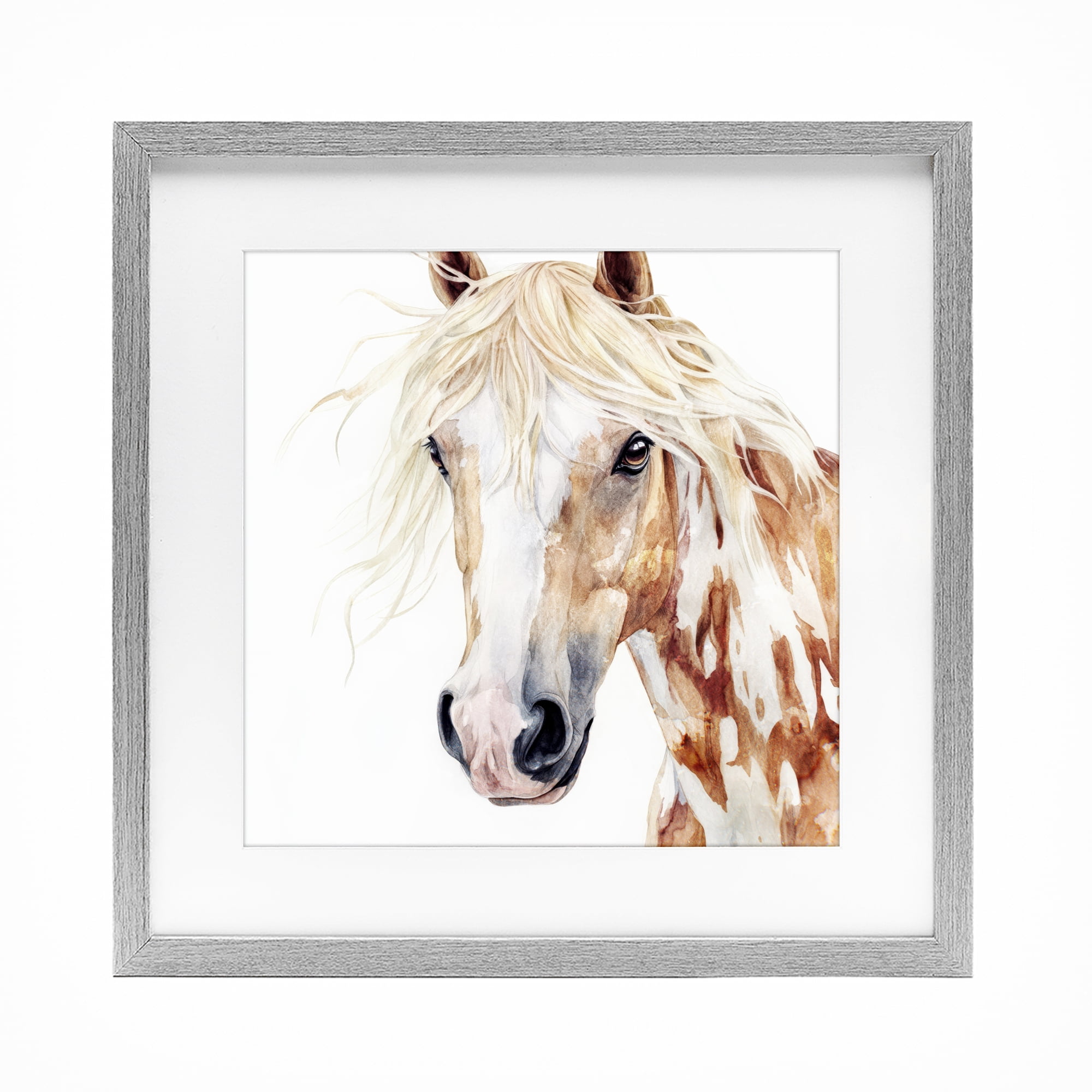 Stupell Industries Majestic Mane Spotted Horse Gray Framed Print Under Glass, design by Svetlana Aleynikova