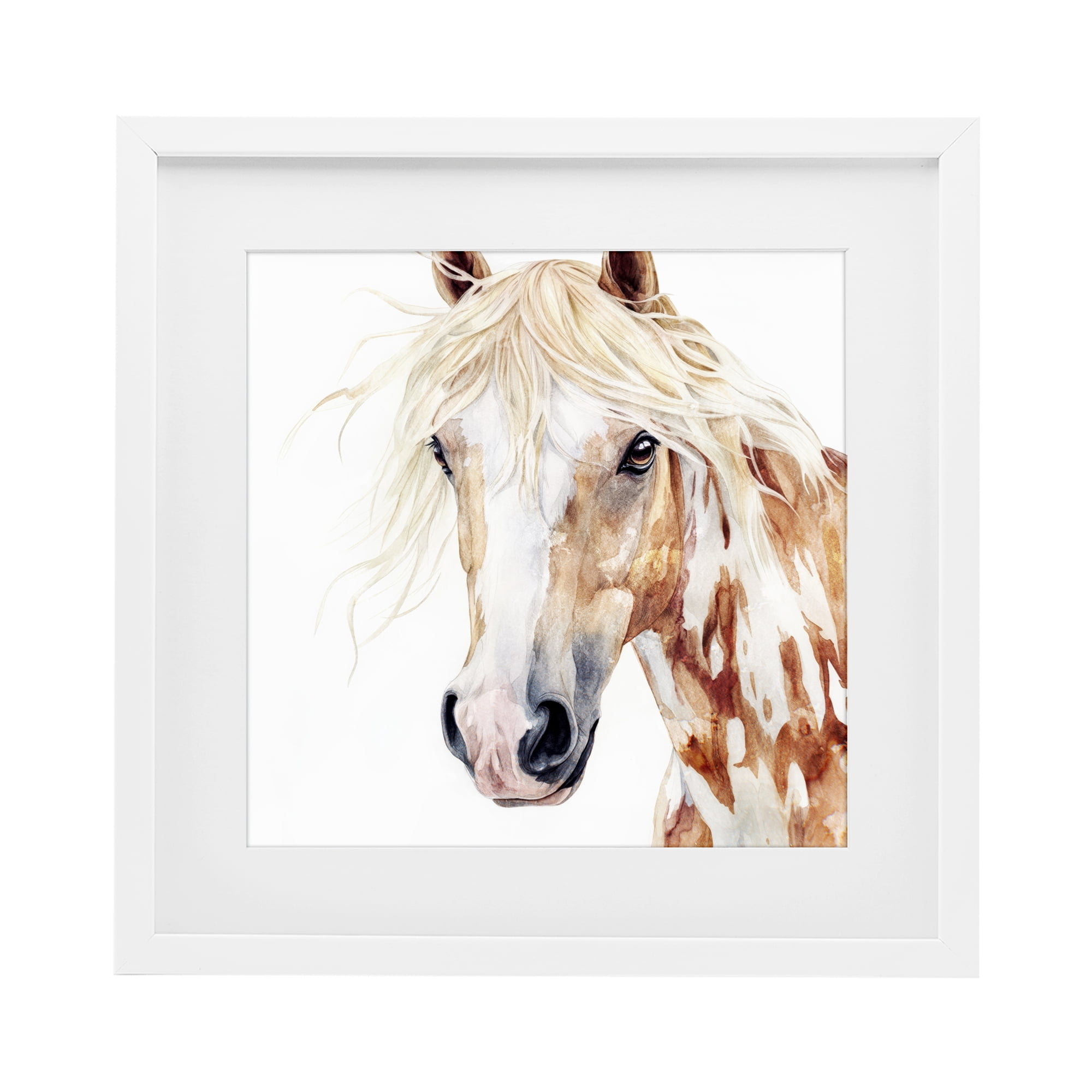 Stupell Industries Majestic Mane Spotted Horse White Framed Print Under Glass, design by Svetlana Aleynikova