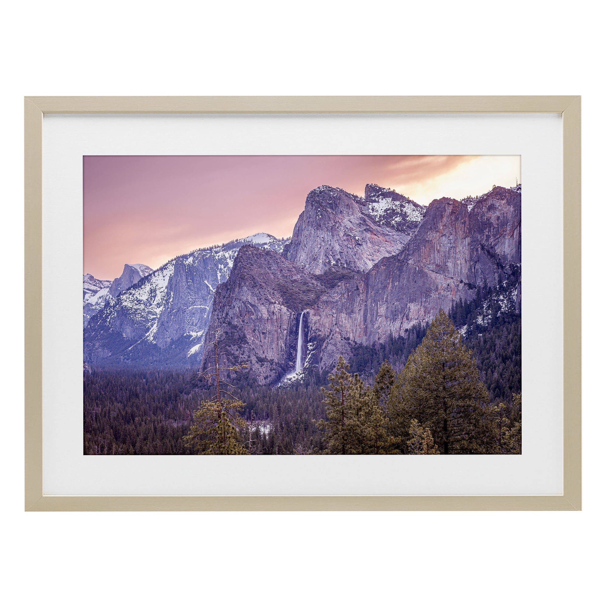 Stupell Industries Majestic Mountain Waterfall Sunset Birch Framed Print Under Glass, design by Shelley Carlisle