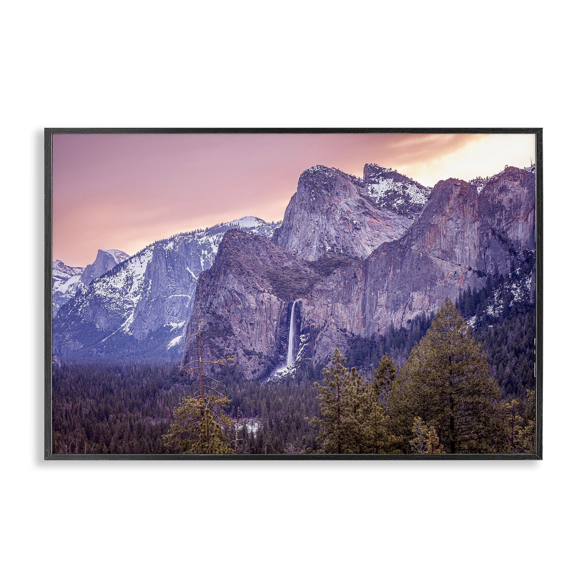 Stupell Industries Majestic Mountain Waterfall Sunset Black Framed Giclee Art, design by Shelley Carlisle