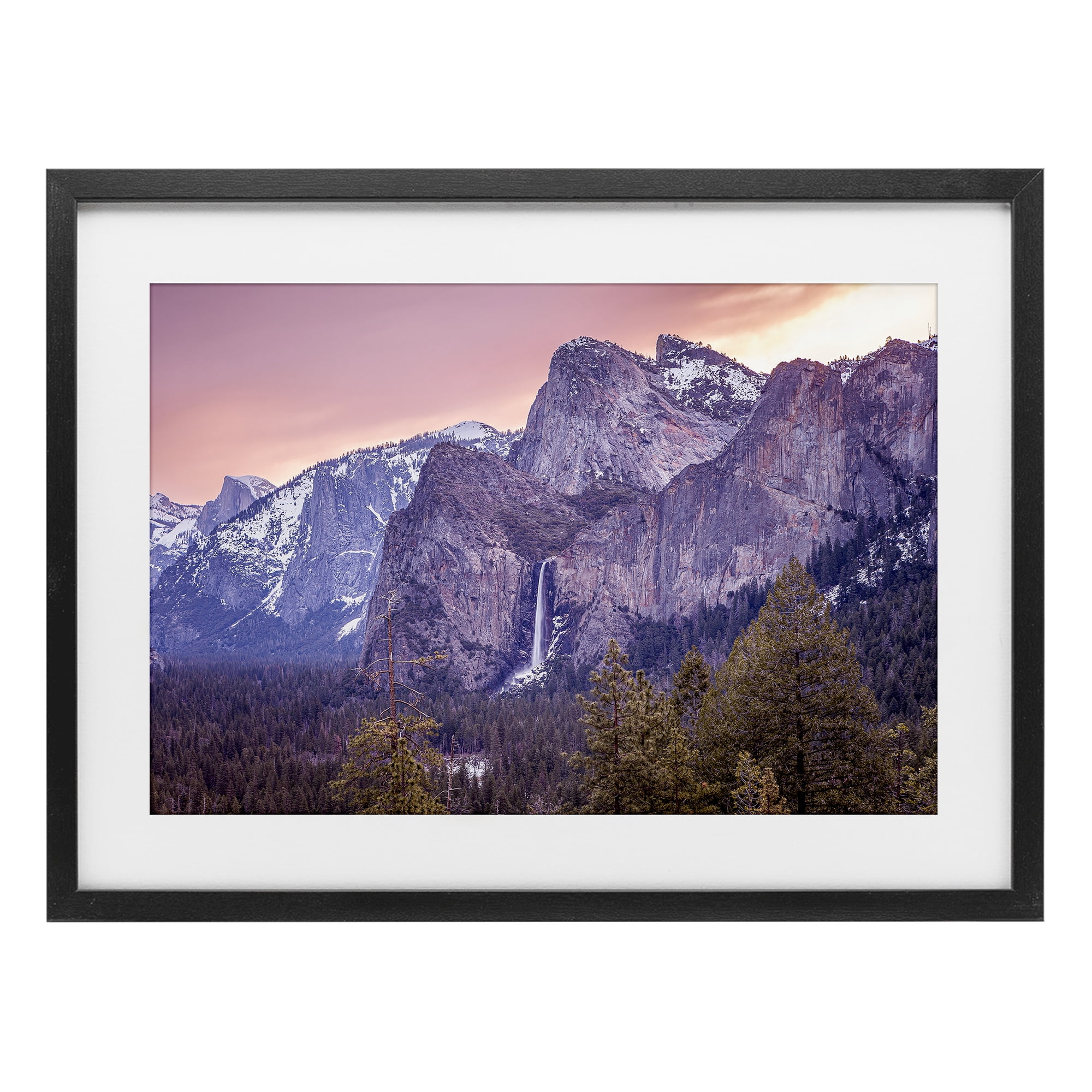 Stupell Industries Majestic Mountain Waterfall Sunset Black Framed Print Under Glass, design by Shelley Carlisle