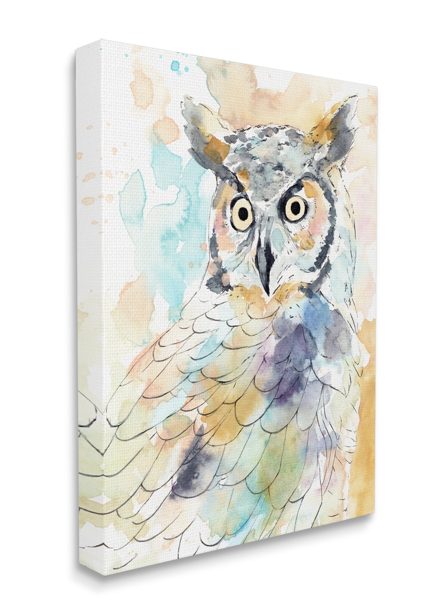 Stupell Industries Majestic Owl Portrait Bird Watercolor Design Canvas Wall Art, 16 x 20, Design by Annie Warren