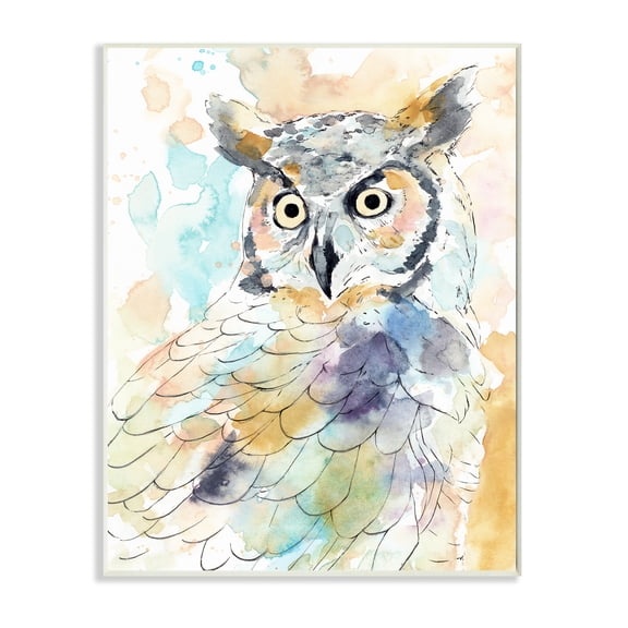 Stupell Industries Majestic Owl Portrait Bird Watercolor Design Wall Plaque, 10 x 15, Design by Annie Warren