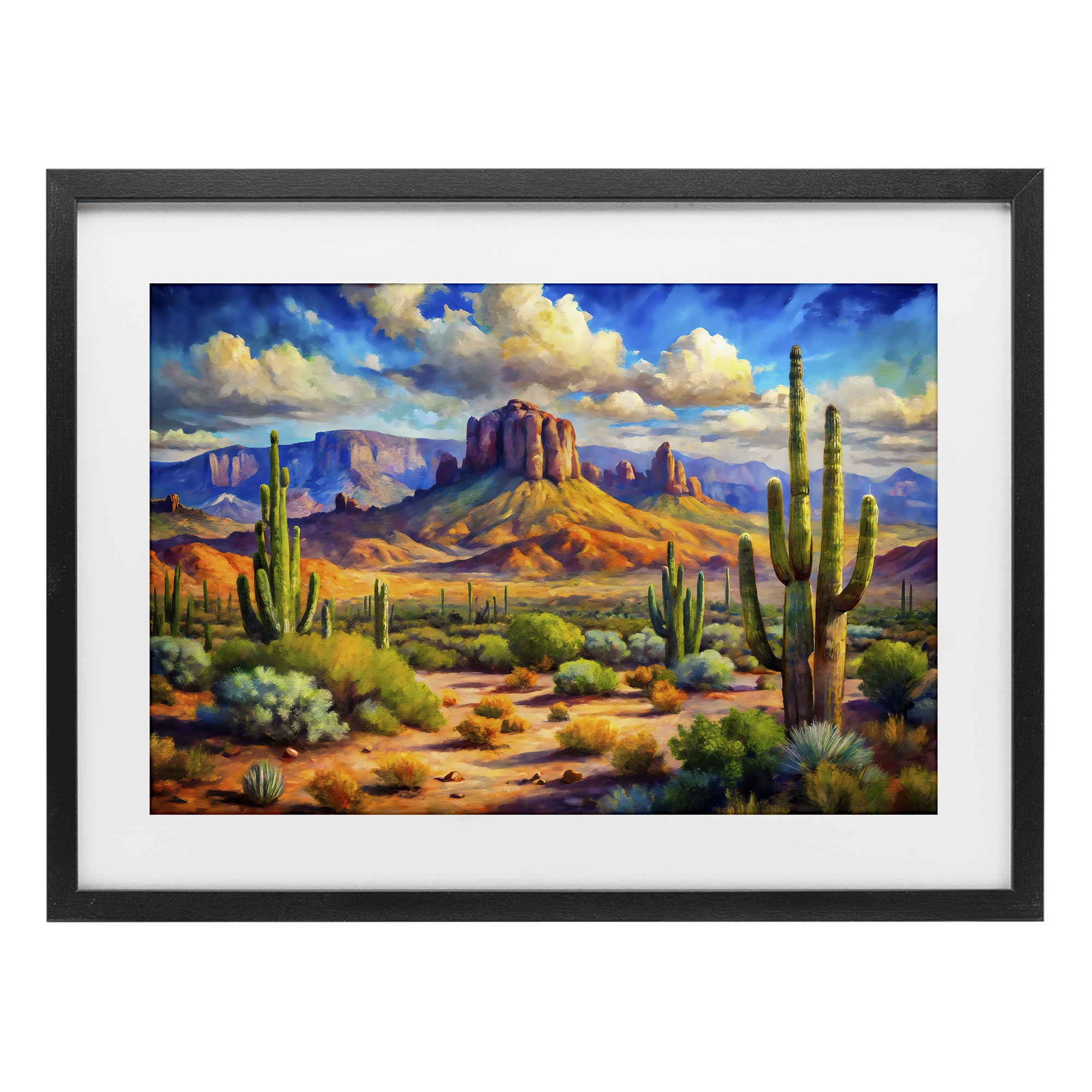 Stupell Industries Majestic Saguaro Desert Landscape Black Framed Print Under Glass, design by Creative Studio