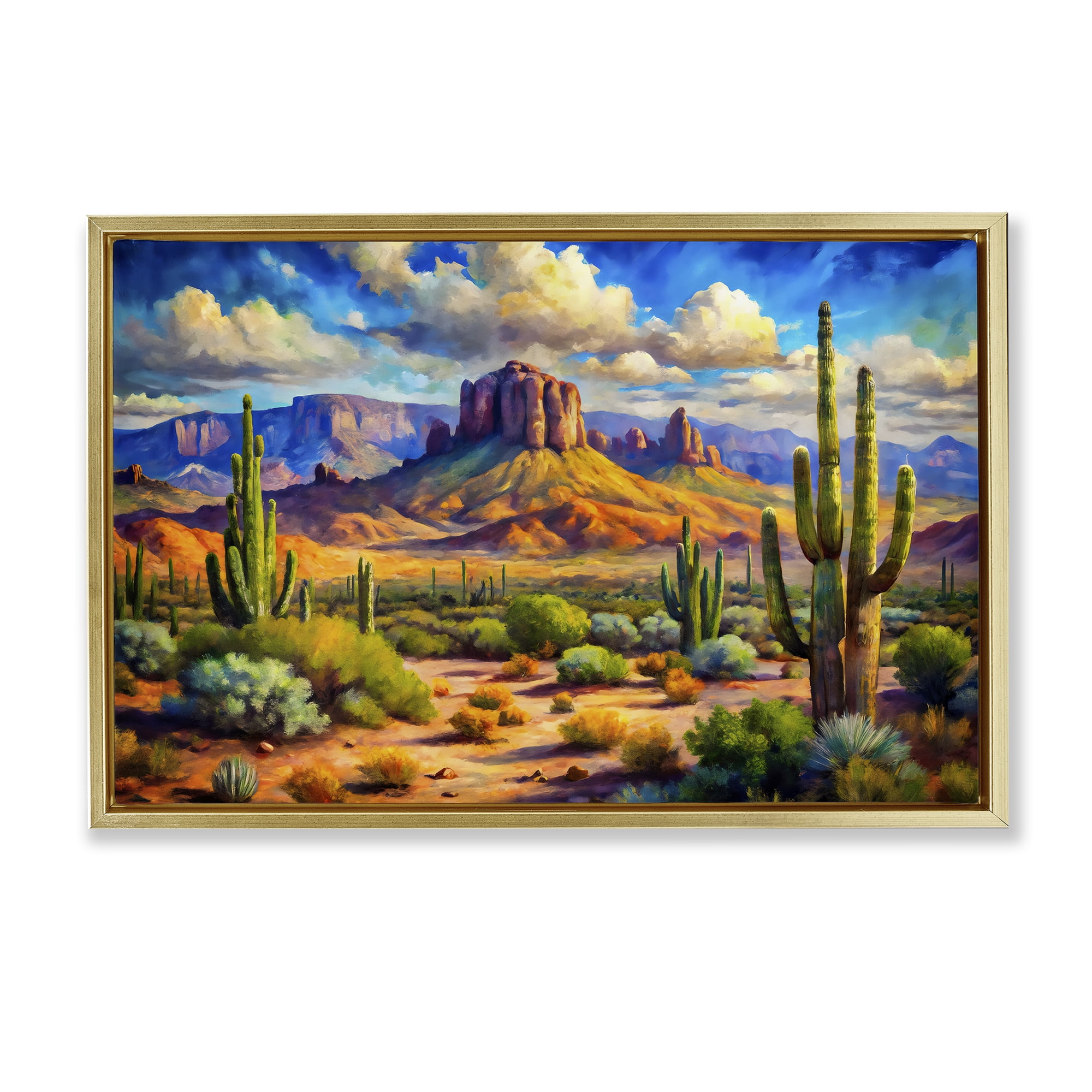 Stupell Industries Majestic Saguaro Desert Landscape Gold Framed Floater Canvas Wall Art, design by Creative Studio