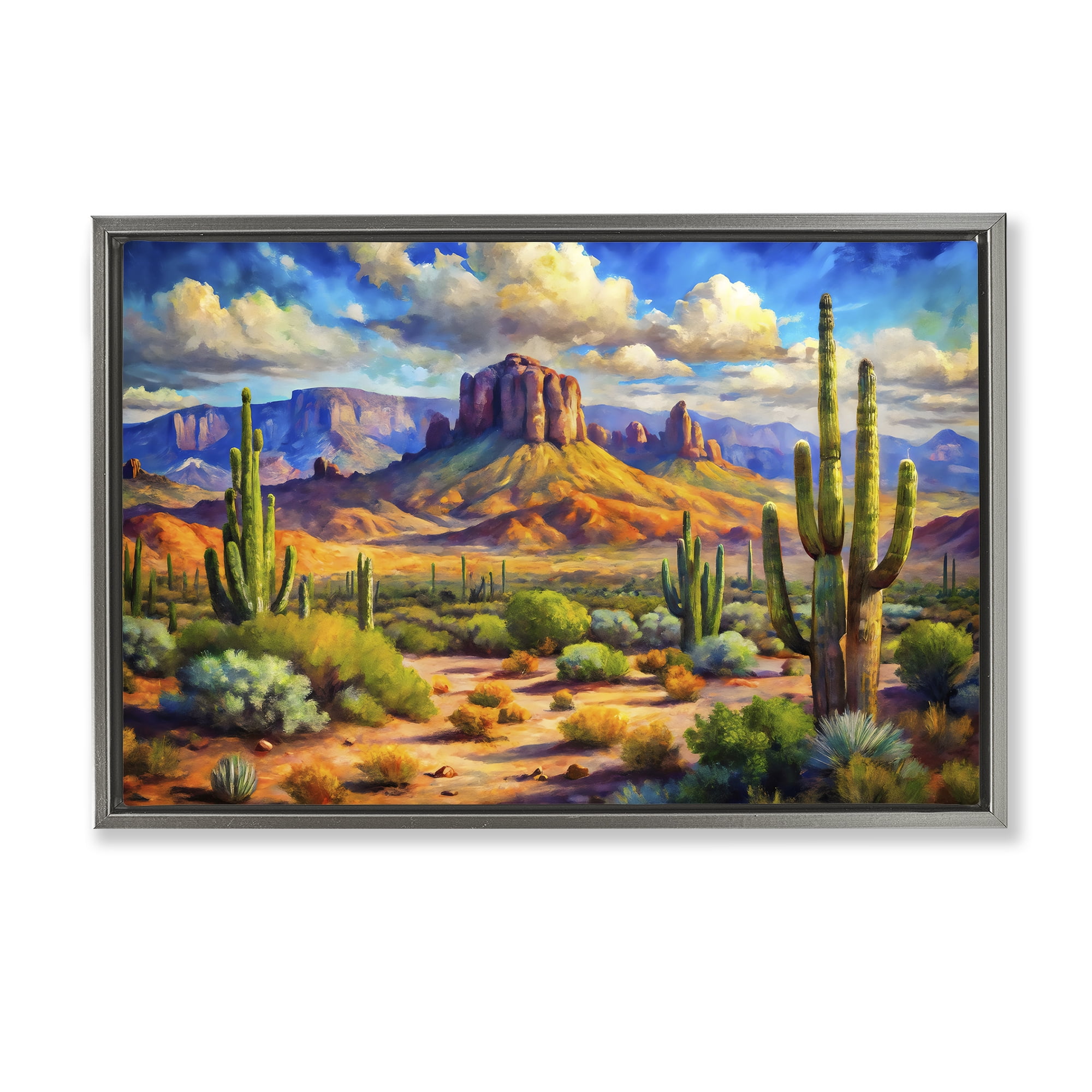 Stupell Industries Majestic Saguaro Desert Landscape Gray Framed Floater Canvas Wall Art, design by Creative Studio