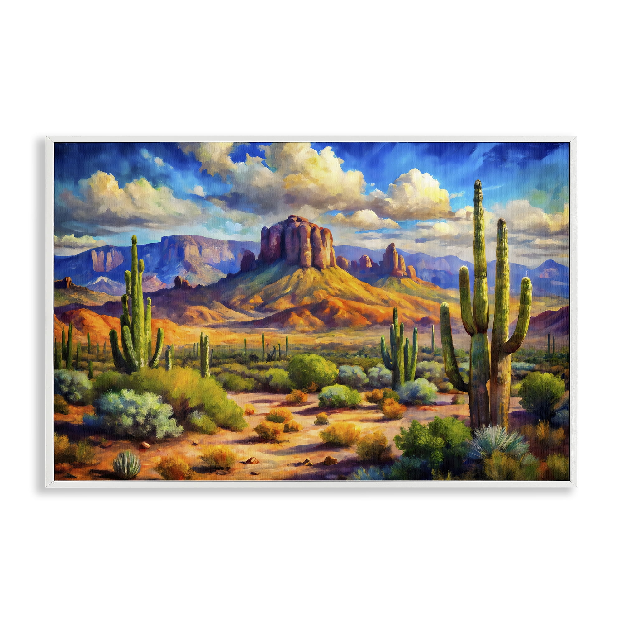 Stupell Industries Majestic Saguaro Desert Landscape White Framed Giclee Art, design by Creative Studio