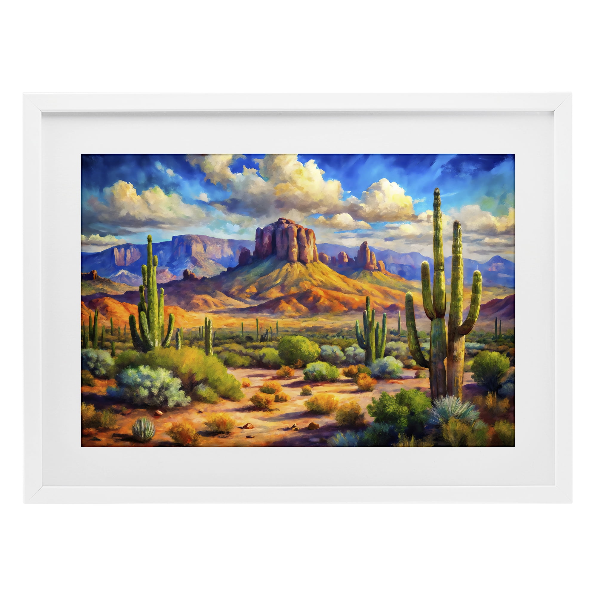 Stupell Industries Majestic Saguaro Desert Landscape White Framed Print Under Glass, design by Creative Studio