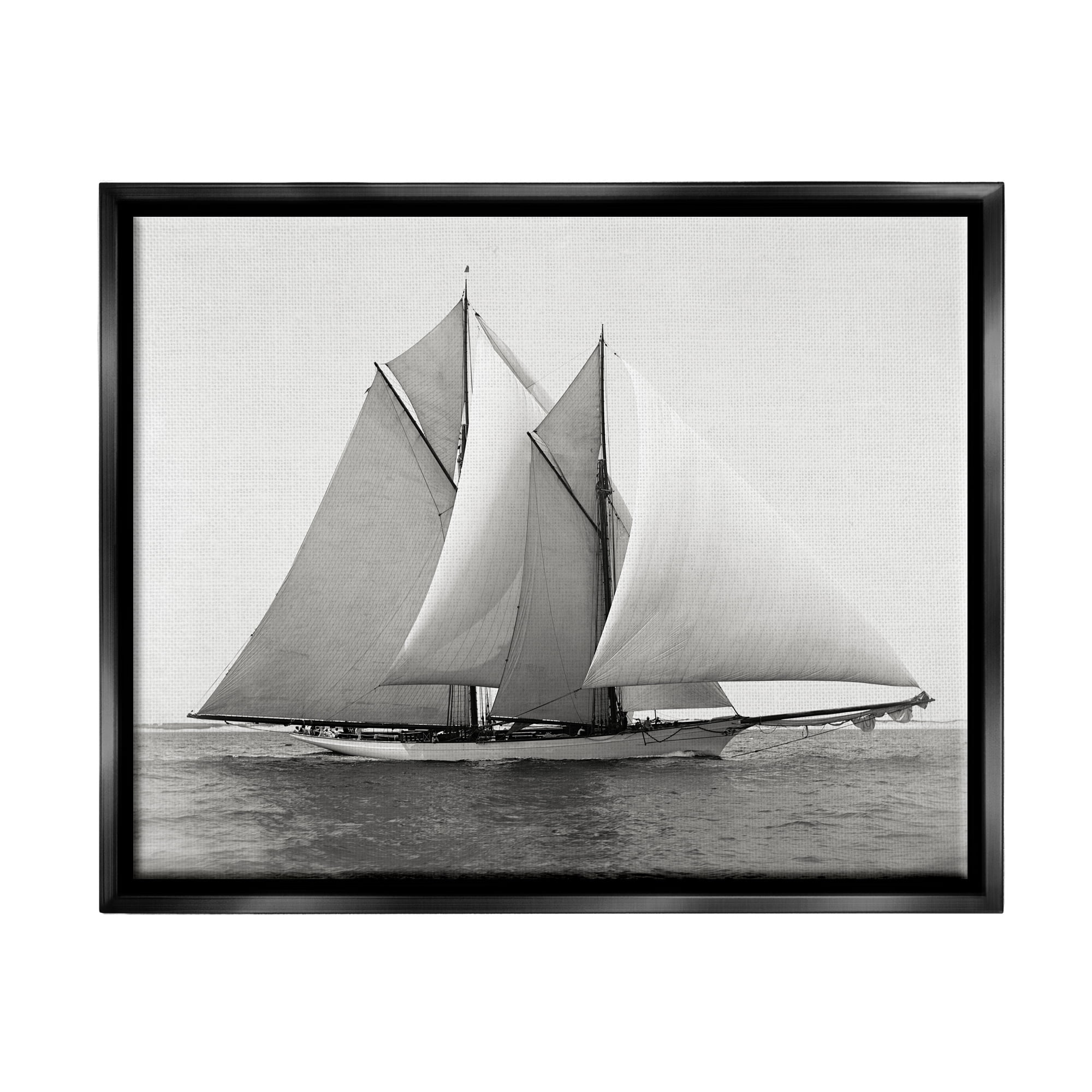 Stupell Industries Majestic Ship Ocean Photography Coastal Painting Black Floater Framed Art Print Wall Art