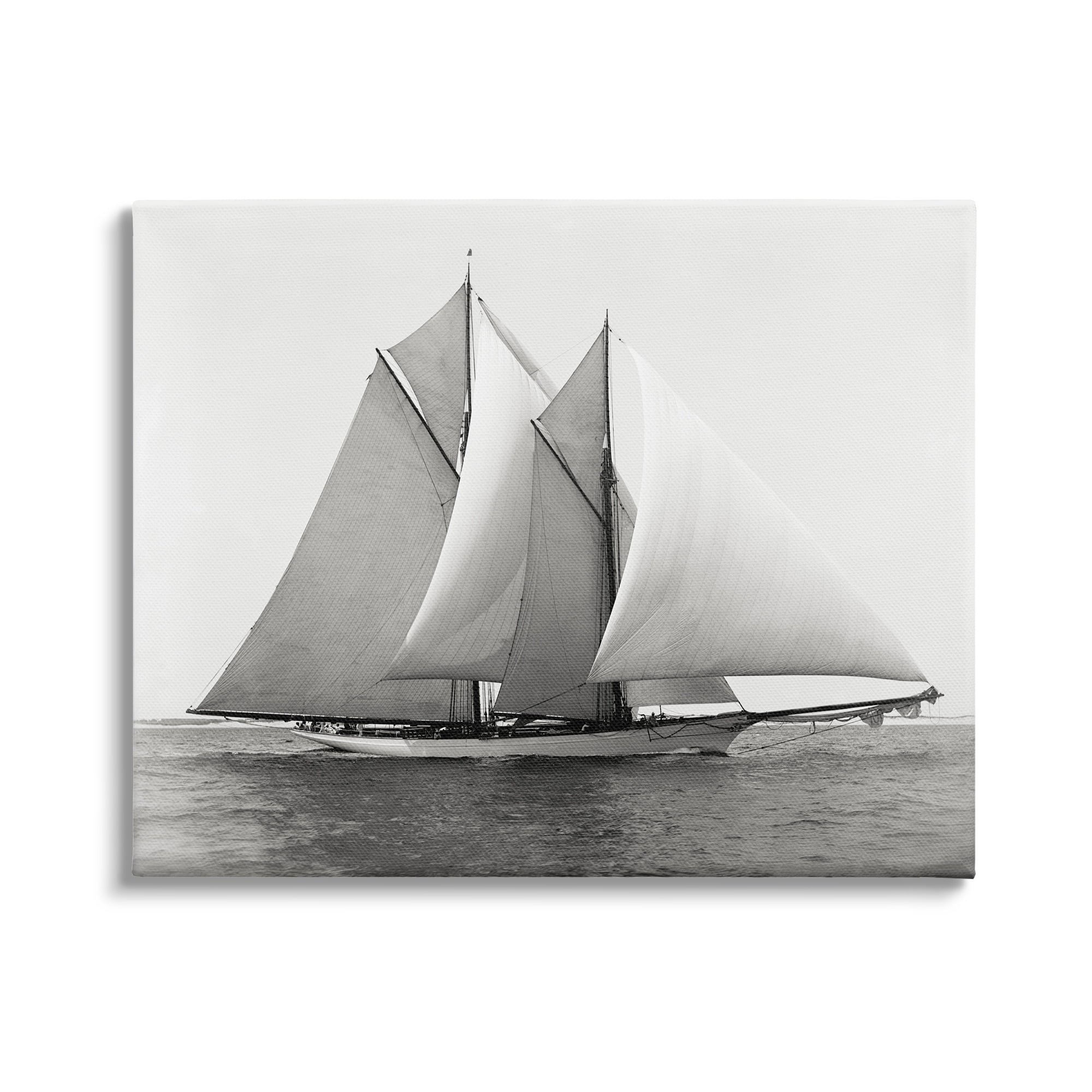Majestic Ship Ocean Black and White Canvas Print, 48" x 36"