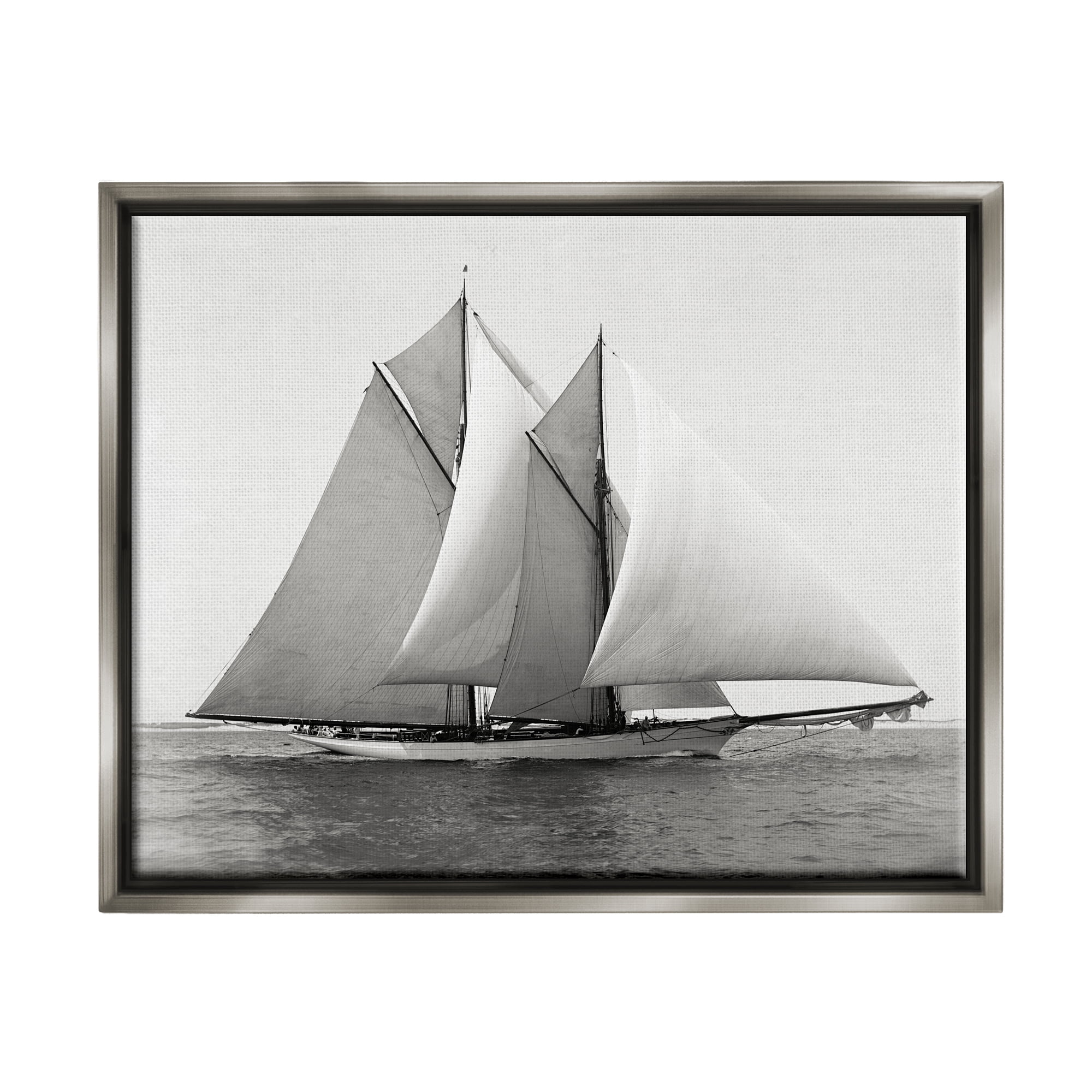 Stupell Industries Majestic Ship Ocean Photography Coastal Painting Gray Floater Framed Art Print Wall Art