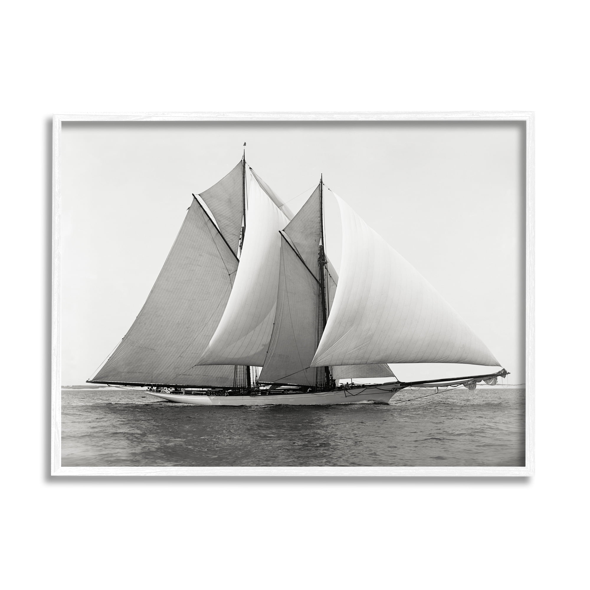 Stupell Industries Majestic Ship Ocean Photography Coastal Painting White Framed Art Print Wall Art