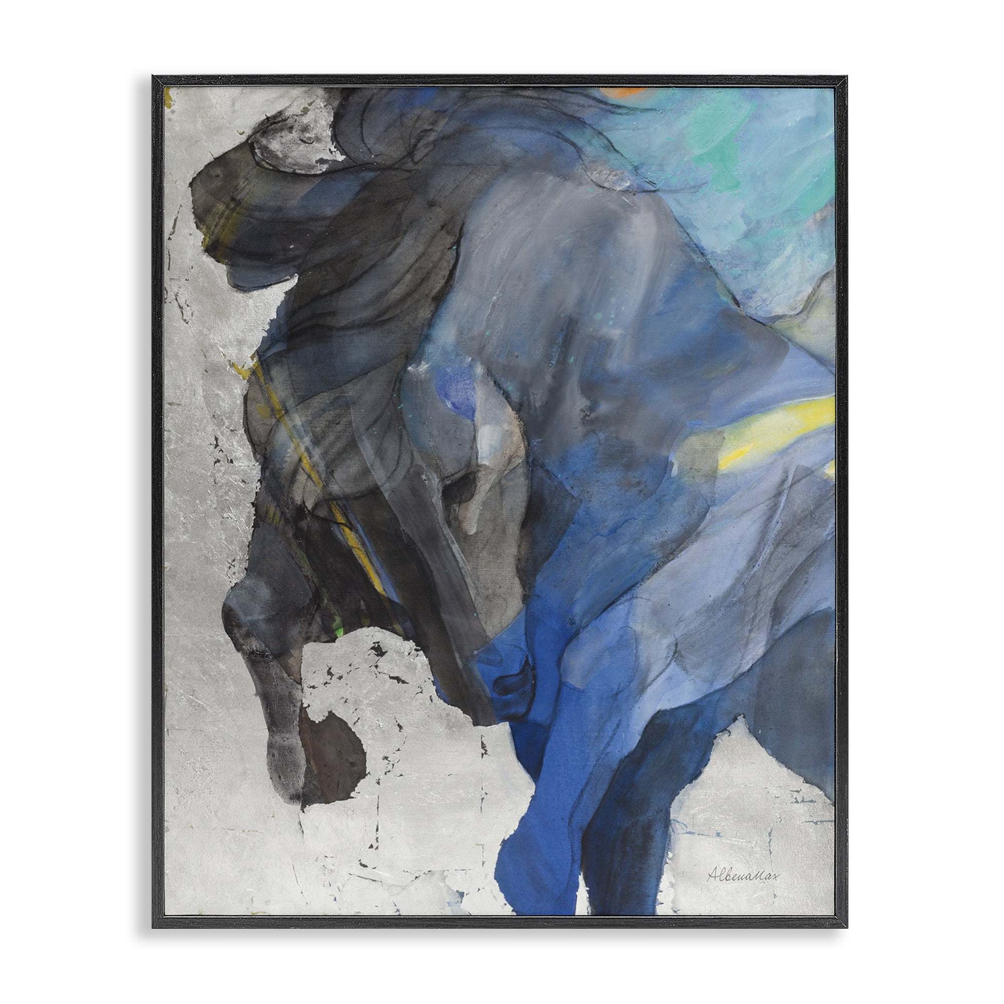 Stupell Industries Majestic Valor Stallion Animals & Insects Painting Black Framed Art Print Wall Art, 16 x 20