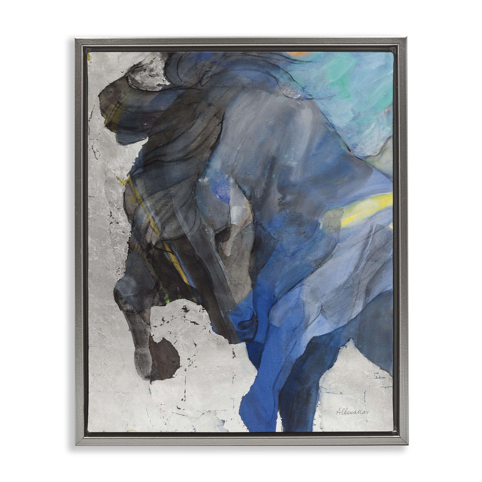 Stupell Industries Majestic Valor Stallion Animals & Insects Painting Gray Floater Framed Canvas Art Print Wall Art, 17 x 21