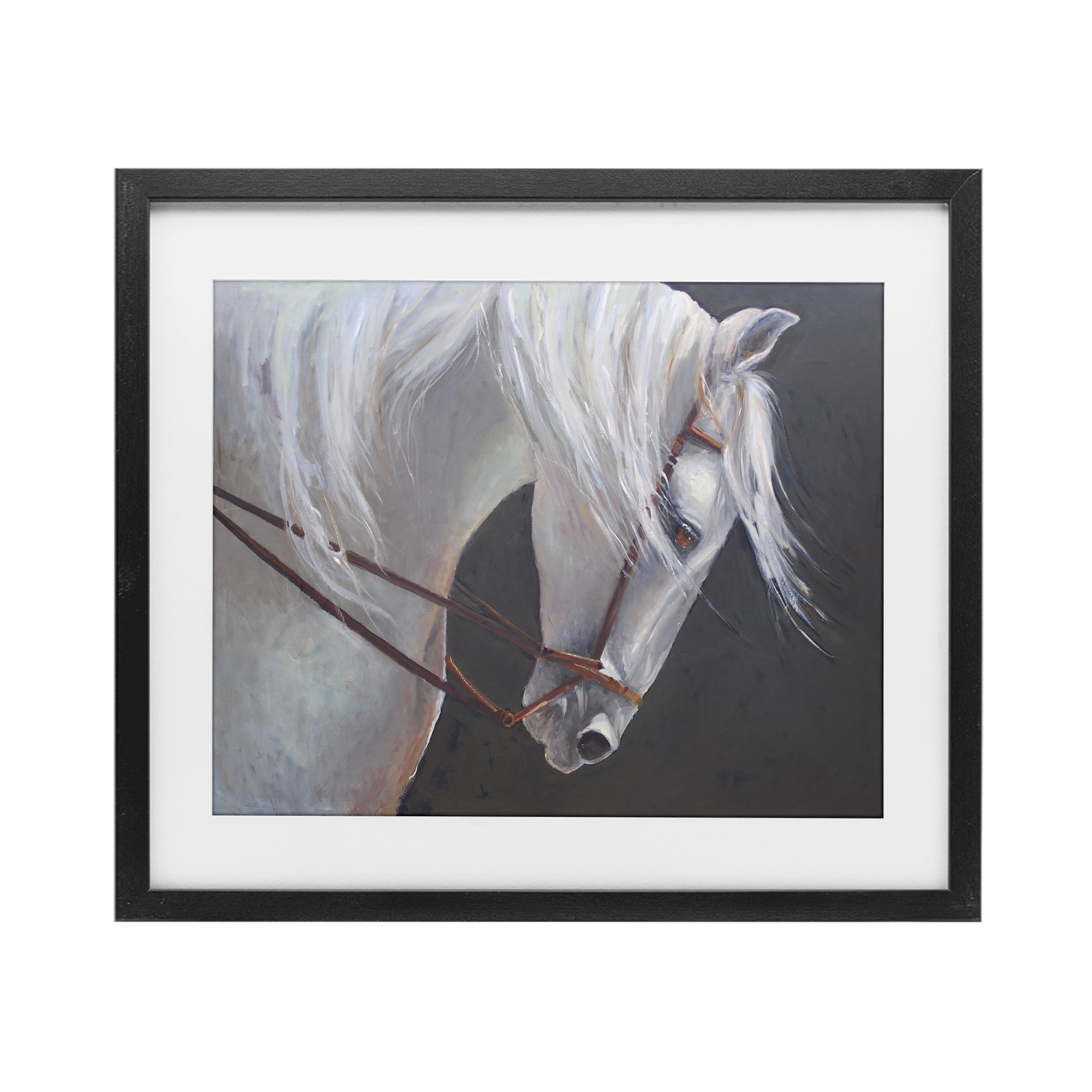 Stupell Industries Majestic White Mare Black Framed Print Under Glass, design by Jadei Graphics