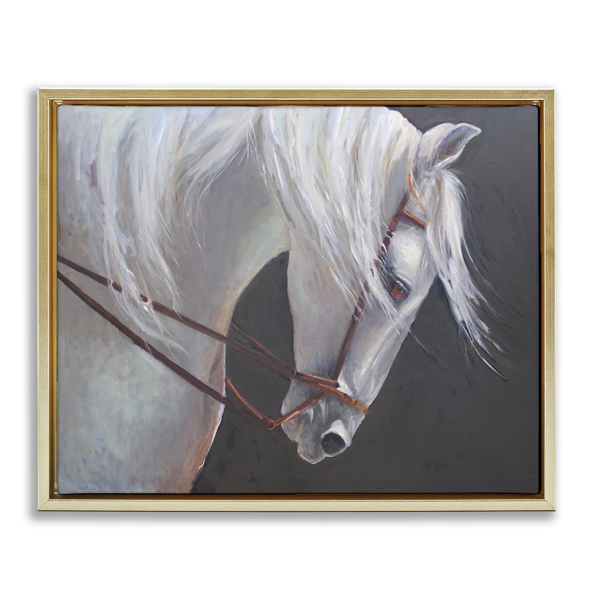 Stupell Industries Majestic White Mare Gold Framed Floater Canvas Wall Art, design by Jadei Graphics