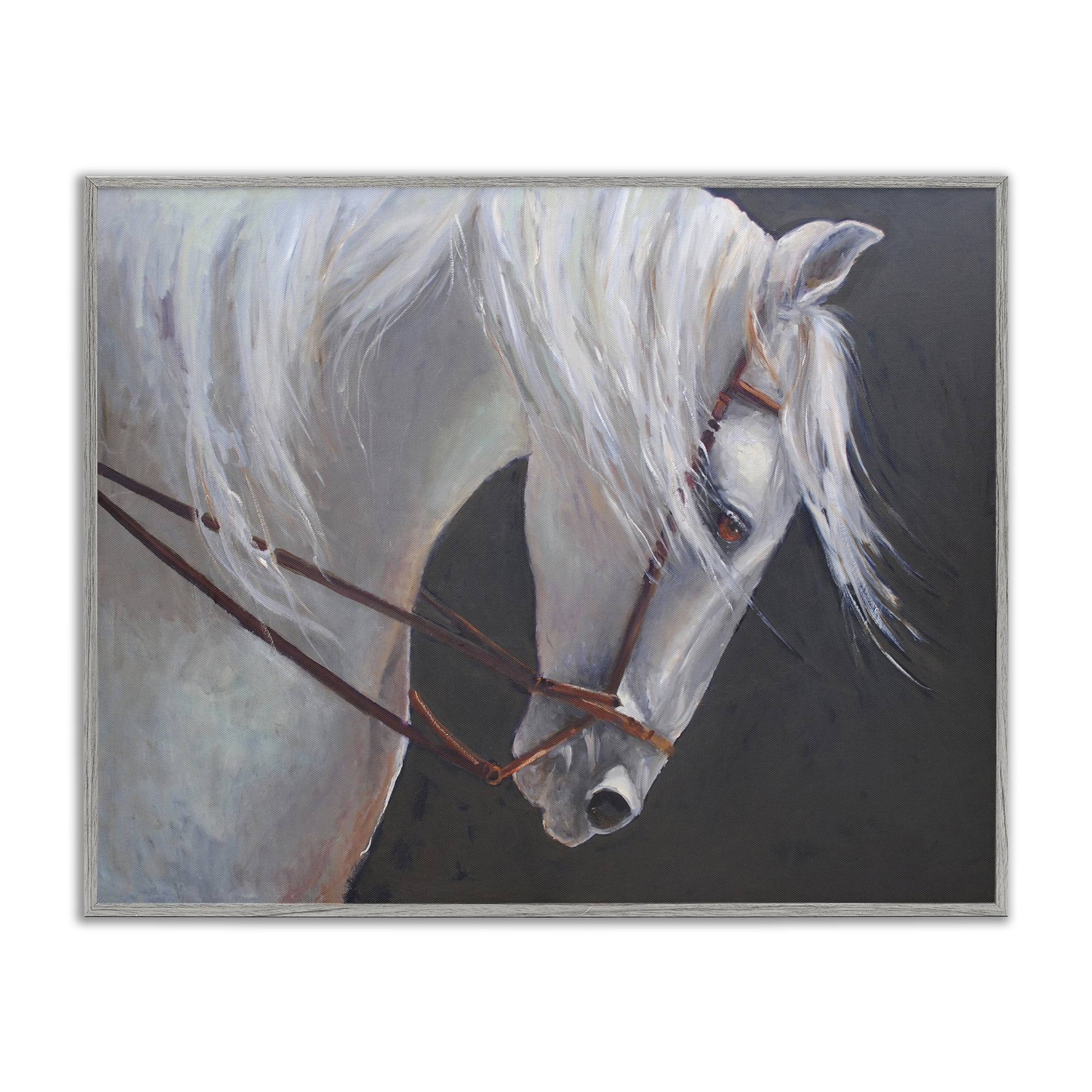 Stupell Industries Majestic White Mare Gray Framed Giclee Art, design by Jadei Graphics