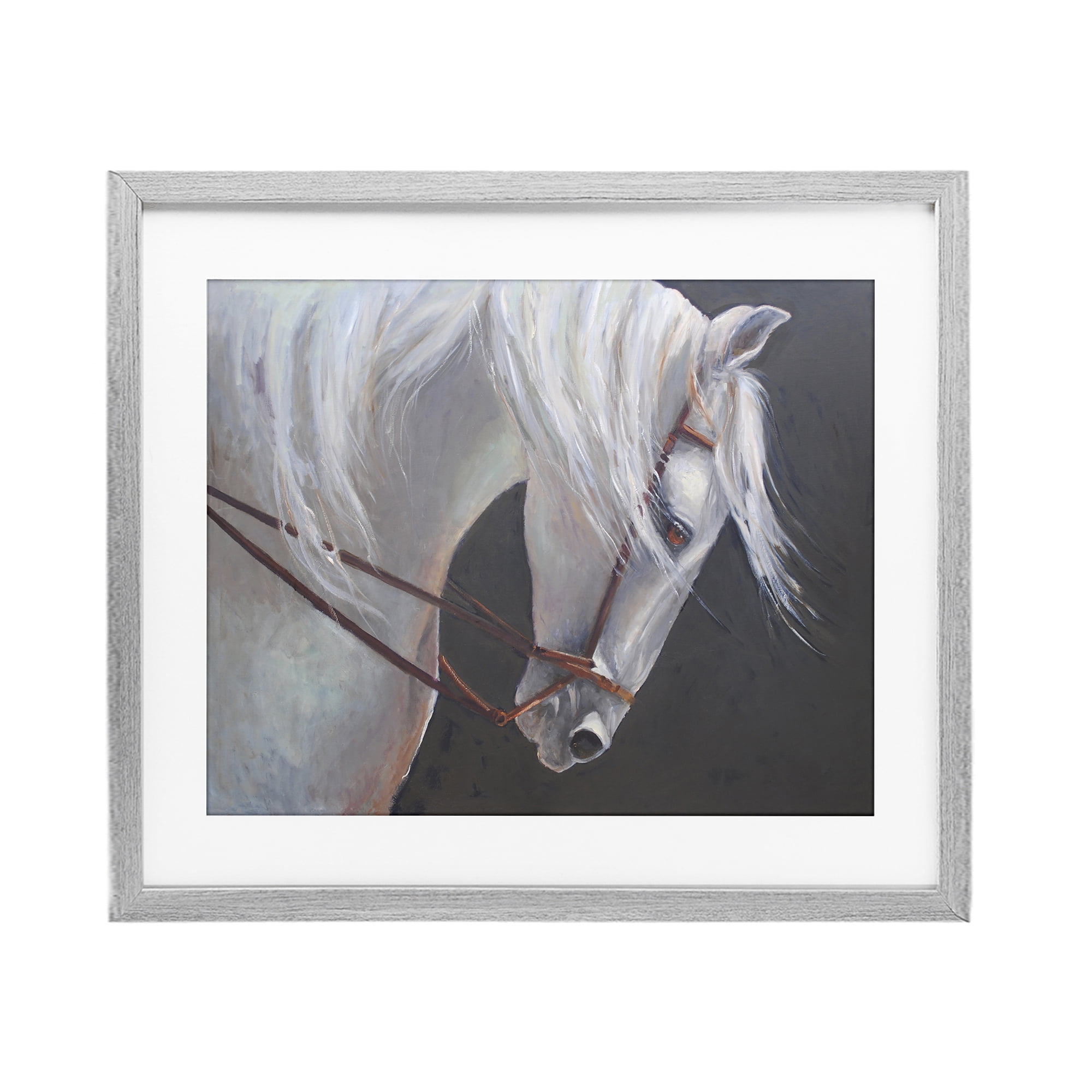 Stupell Industries Majestic White Mare Gray Framed Print Under Glass, design by Jadei Graphics