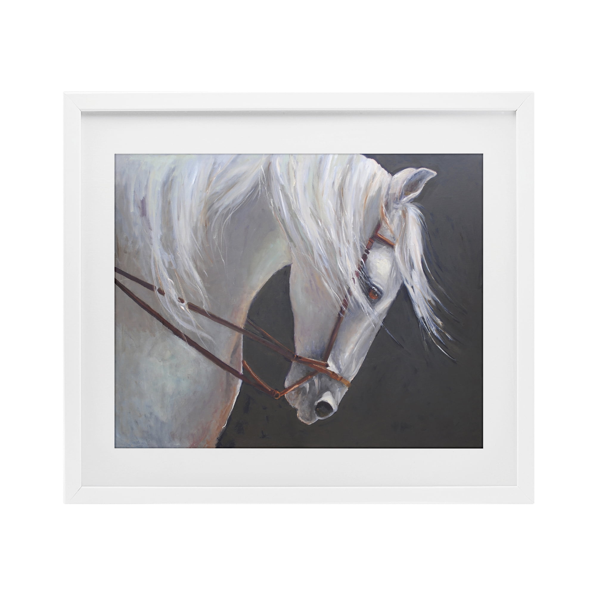 Stupell Industries Majestic White Mare White Framed Print Under Glass, design by Jadei Graphics