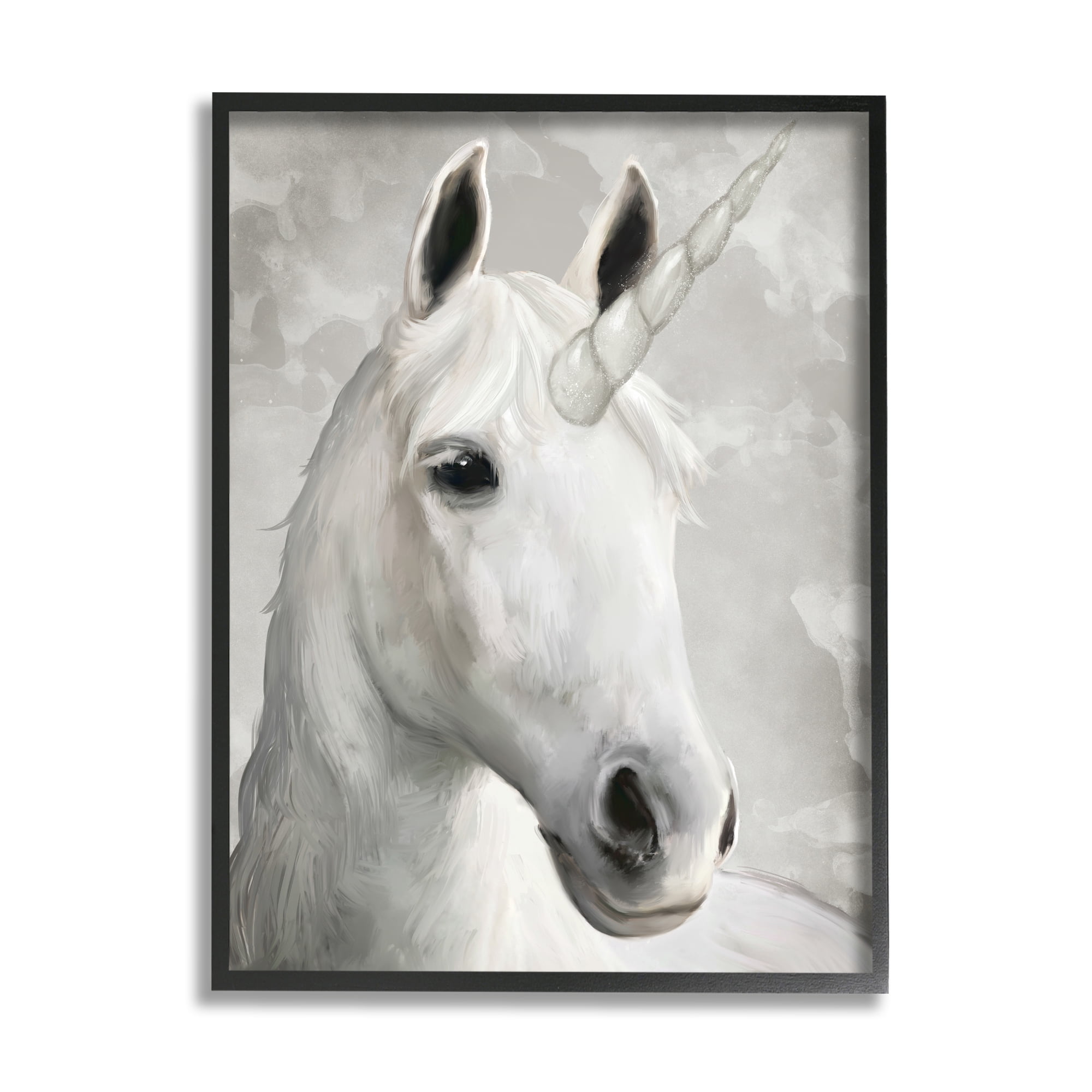 Stupell Industries Majestic White Unicorn Wild Mythical Animal Animals & Insects Painting Black Framed Art Print Wall Art, 16 x 20
