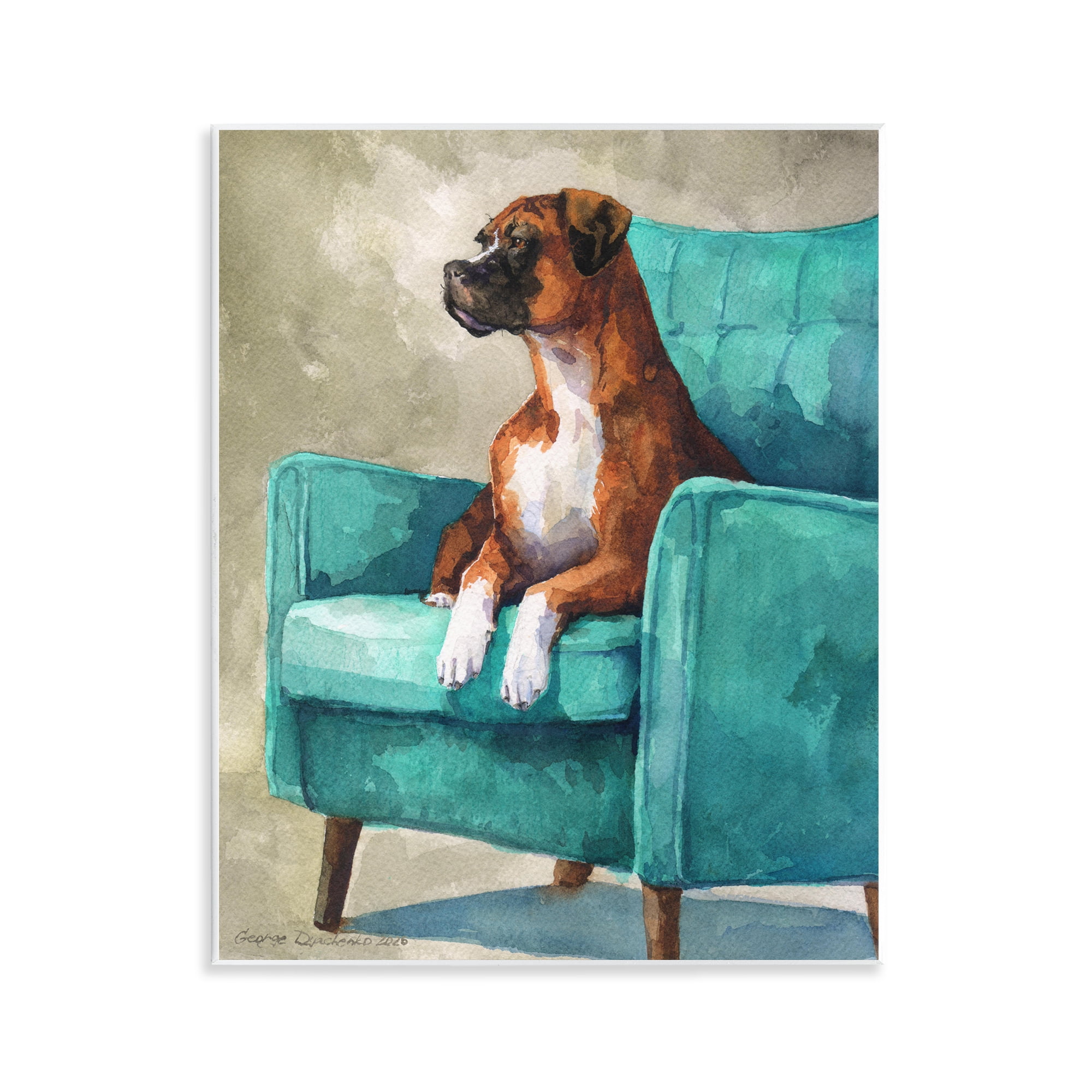 Stupell Industries Majesty Boxer on Armchair Wall Plaque Art, design by George Dyachenko