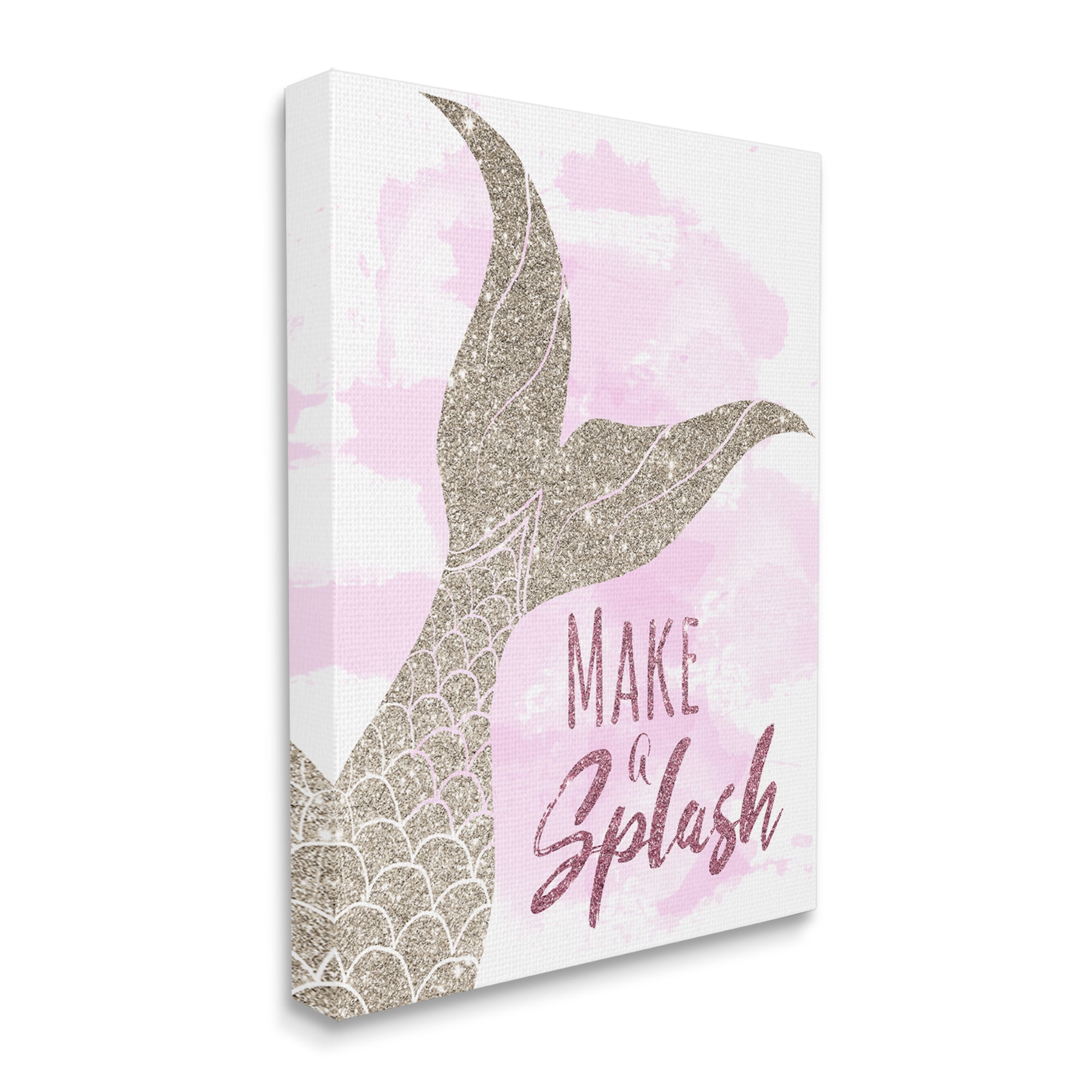 Stupell Industries Make A Splash Sentiment Glam Mermaid Fin Fairy Tales & Fantasy Painting Gallery Wrapped Canvas Print Wall Art, 30 x 40