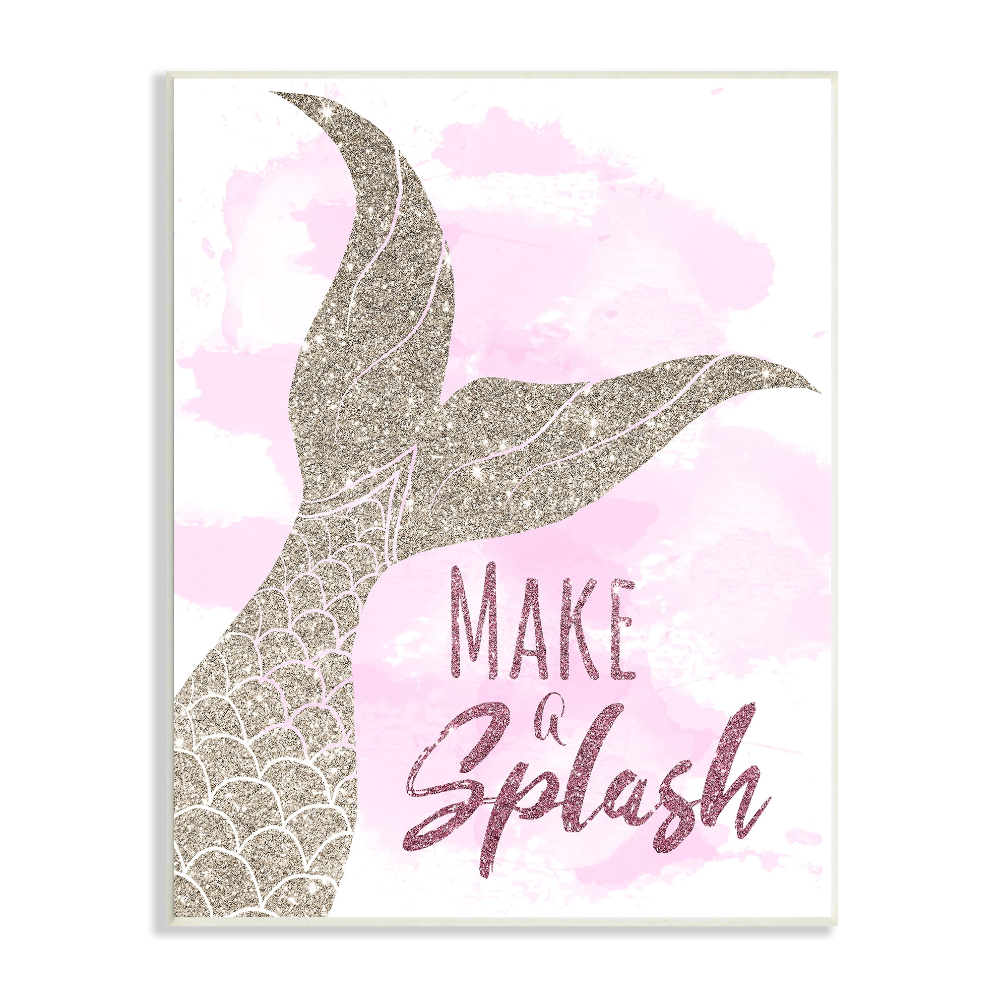 Stupell Industries Make A Splash Sentiment Glam Mermaid Fin Fairy Tales & Fantasy Painting Unframed Art Print Wall Art, 10 x 15