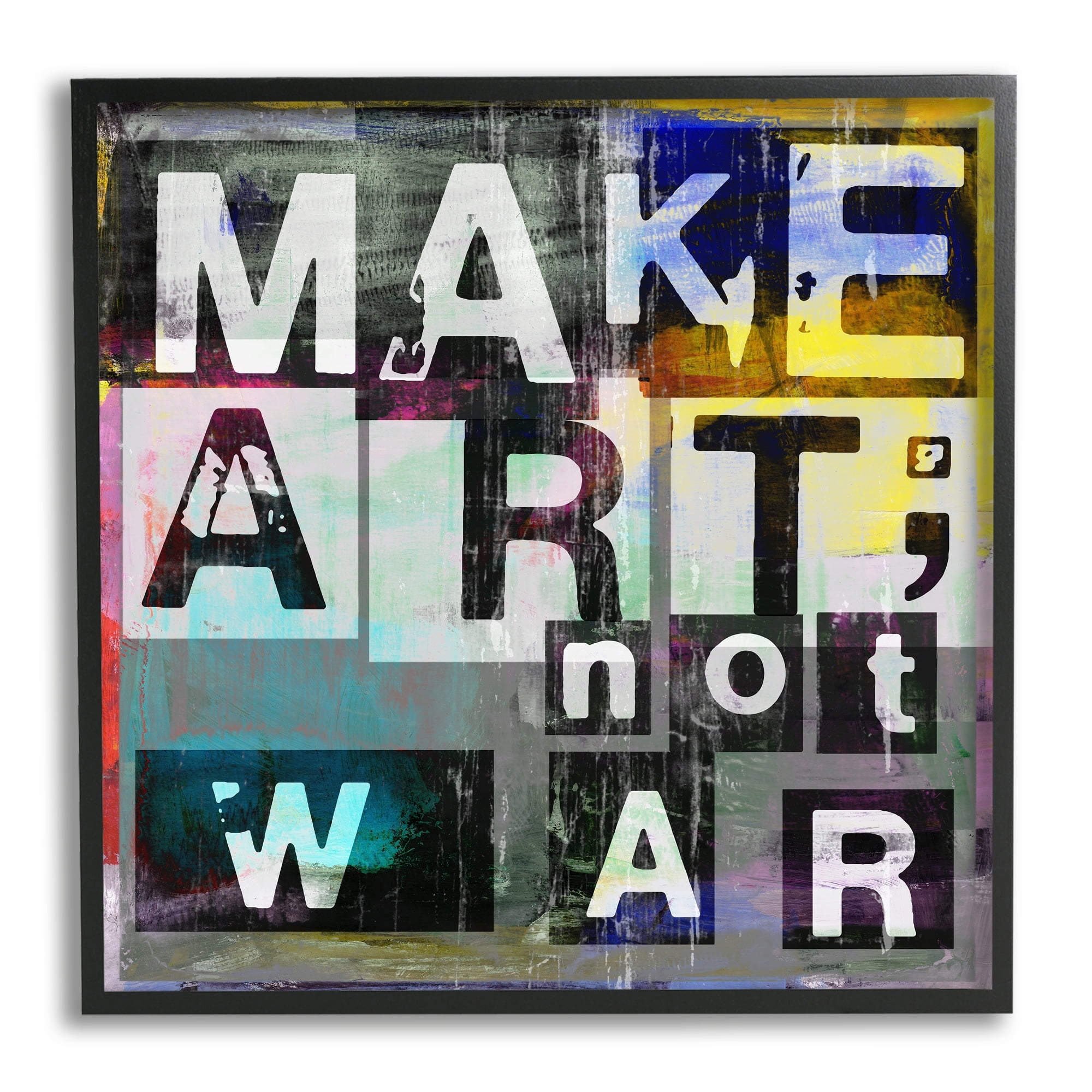 Stupell Industries Make Art Not War Quirky Modern Typography Letters Framed Wall Art, 17 x 30, Design by Sven Pfrommer