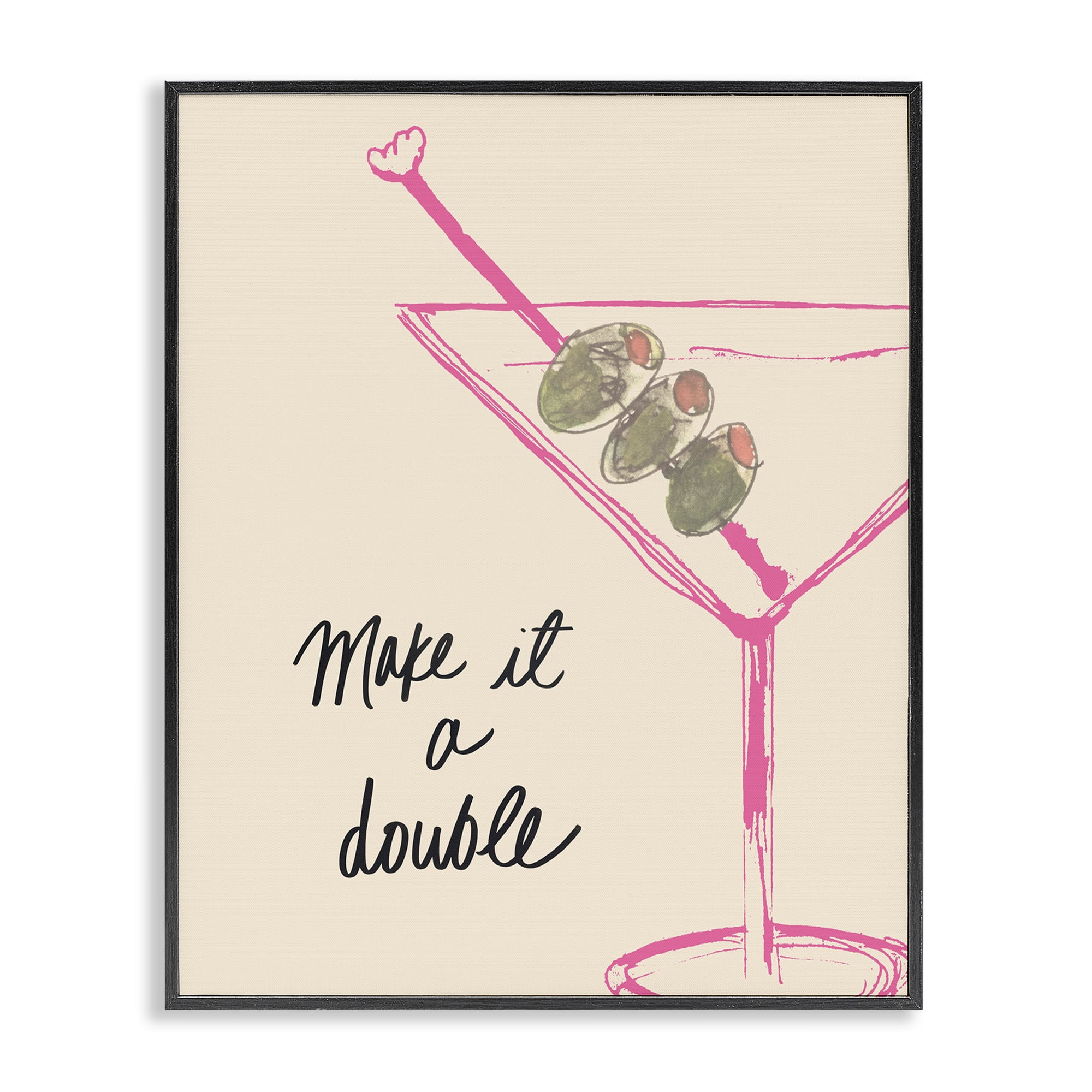 Stupell Industries Make It Double Martini Food & Beverage Painting Black Framed Art Print Wall Art, 11 x 14