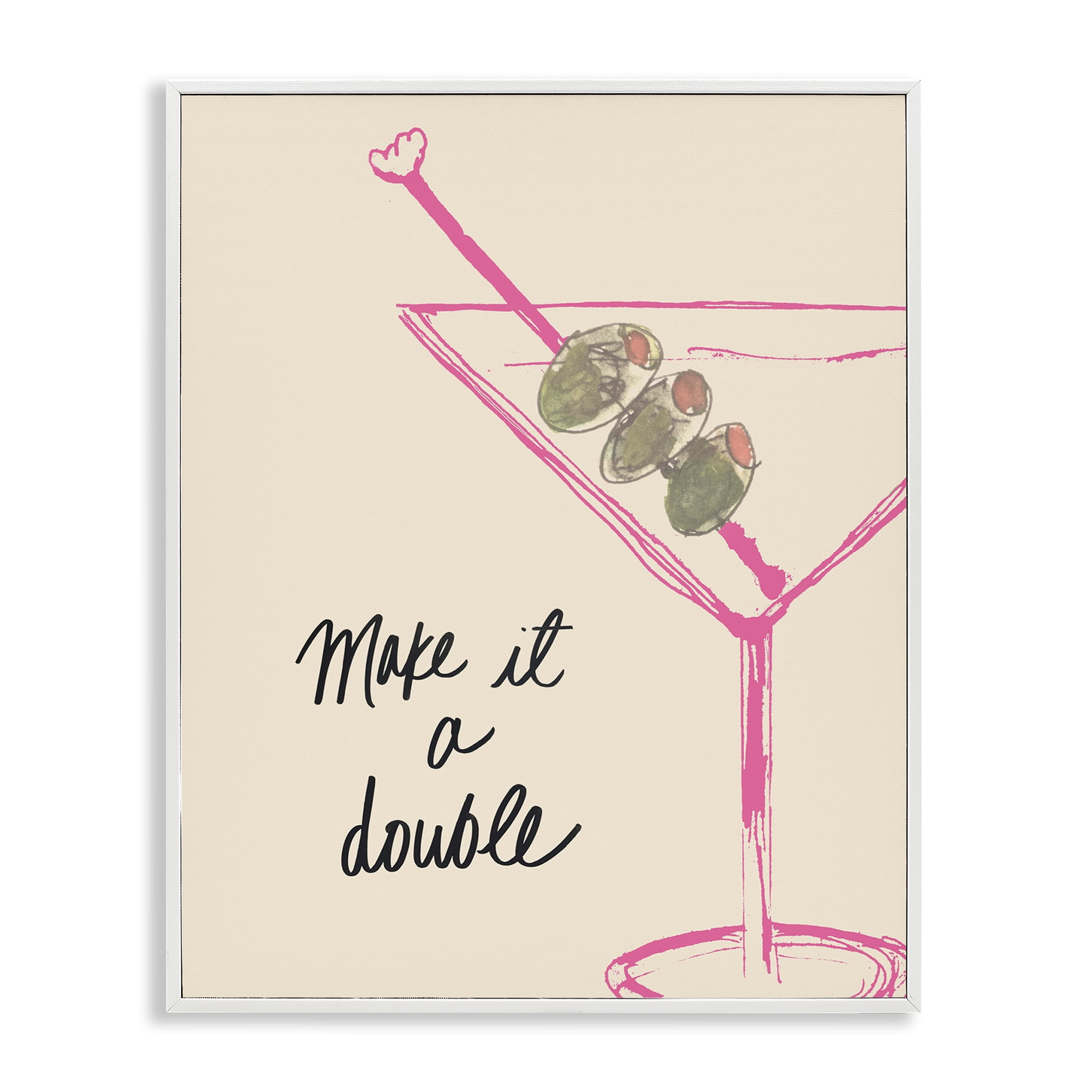 Stupell Industries Make It Double Martini Food & Beverage Painting White Framed Art Print Wall Art, 11 x 14