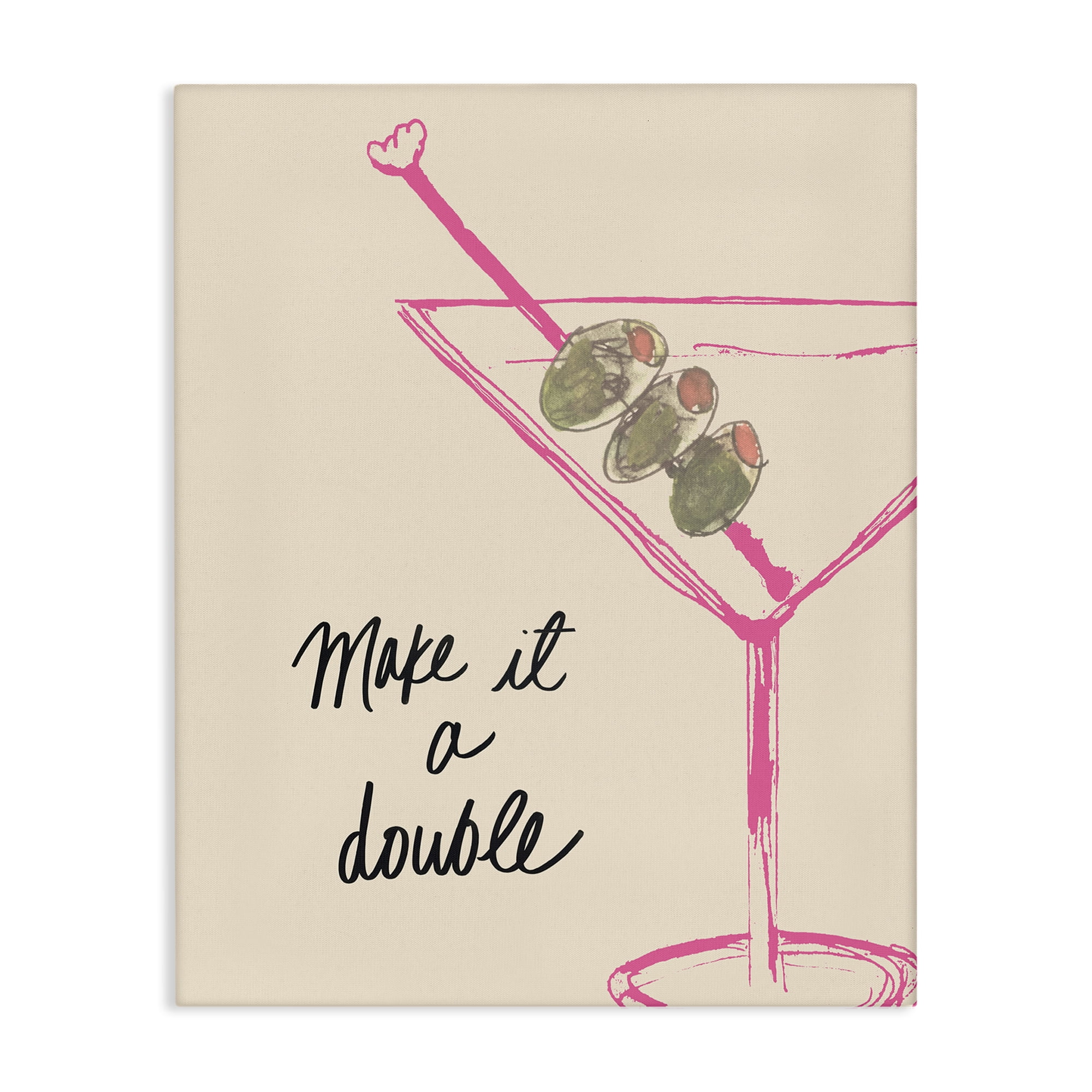 Stupell Industries Make It Double Martini Food & Beverage Painting Wrapped Canvas Art Print Wall Art, 16 x 20