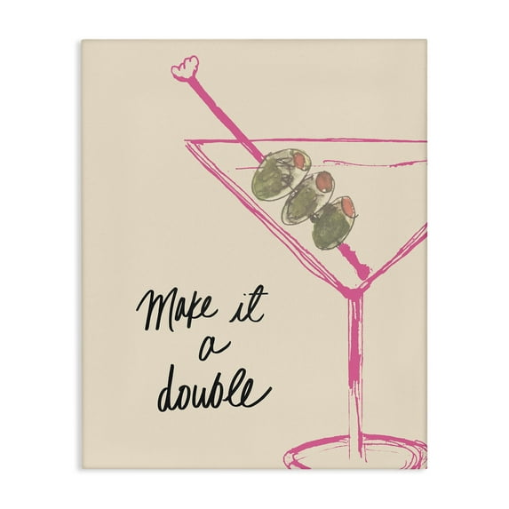Stupell Industries Make It Double Martini Food & Beverage Painting Wrapped Canvas Art Print Wall Art, 24 x 30