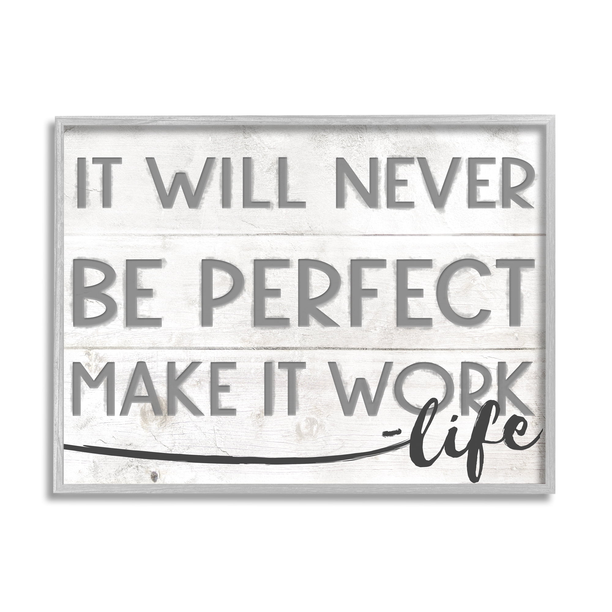 Stupell Industries Make It Work Inspirational Family Word Design Framed Wall Art by Daphne Polselli