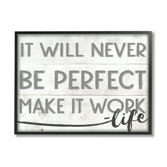 Stupell Industries Make It Work Inspirational Family Word Design Framed Wall Art by Daphne Polselli