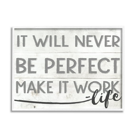 Stupell Industries Make It Work Inspirational Family Word Design Graphic Art White Framed Art Print Wall Art, 11x14, by Daphne Polselli