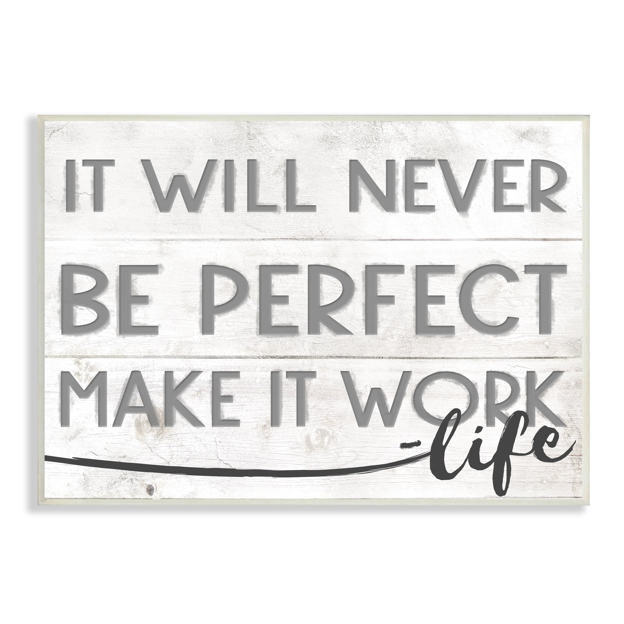 Stupell Industries Make It Work Inspirational Family Word Design Wall Plaque by Daphne Polselli
