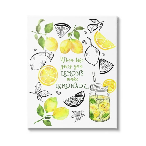 Stupell Industries Make Lemonade Kitchen Phrase Food & Beverage Painting Gallery Wrapped Canvas Art Print Wall Art, 16 x 20