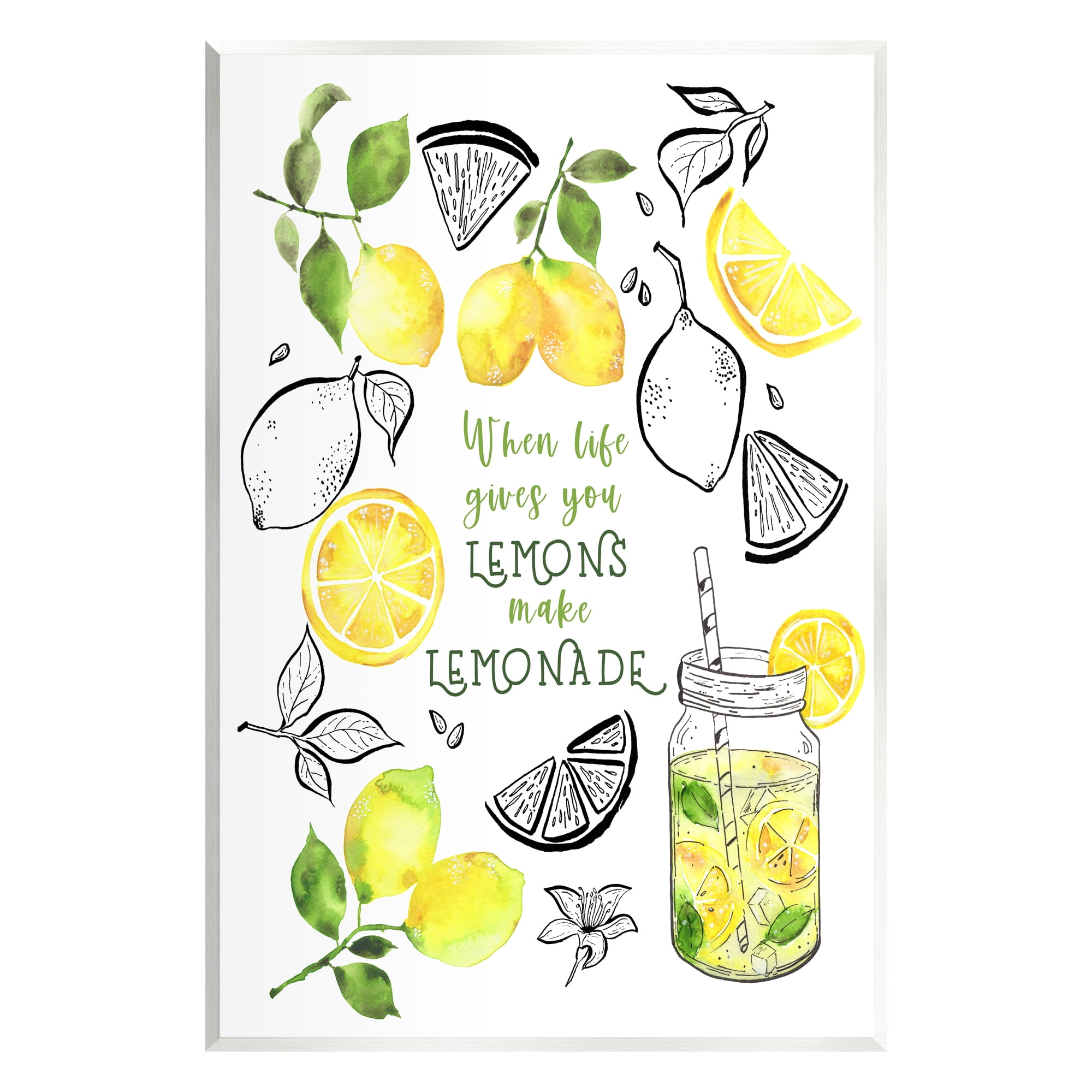 Stupell Industries Make Lemonade Kitchen Phrase Food & Beverage Painting Unframed Art Print Wall Art, 13 x 19