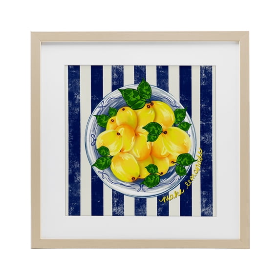 Stupell Industries Make Lemonade on Stripes Birch Framed Print Under Glass design by Lori Mosley, 13 x 13