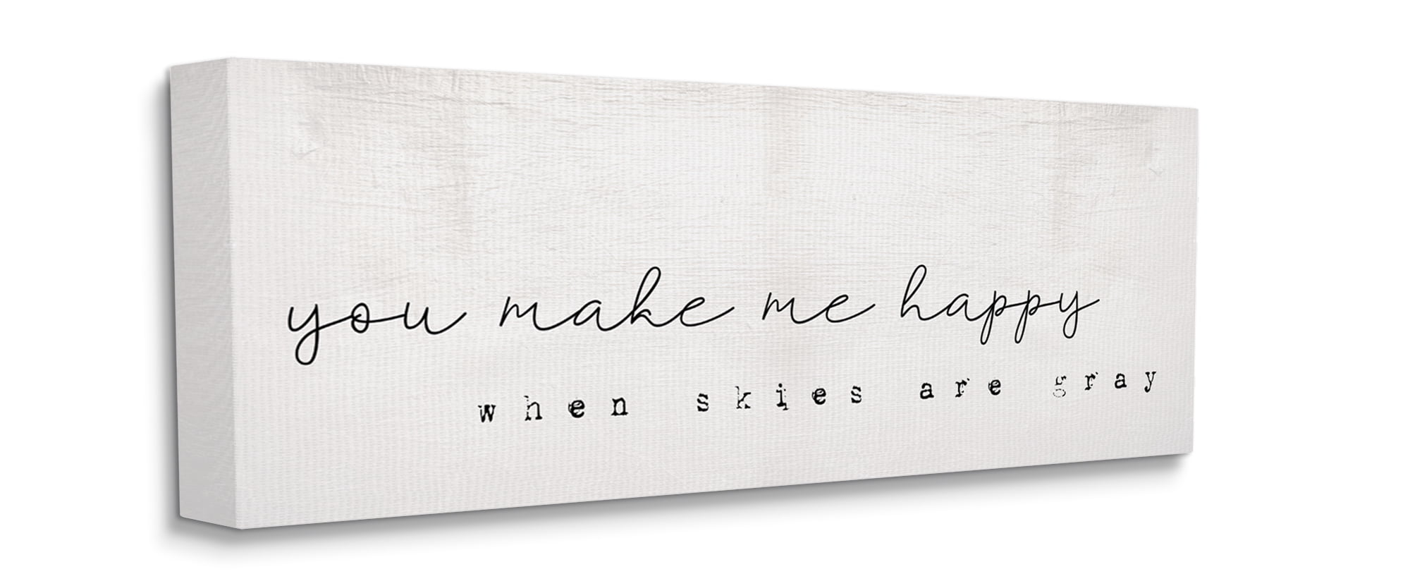 Stupell Industries Make Me Happy Quote Charming Romantic Rustic Canvas Wall Art, 10 x 24, Design by Daphne Polselli