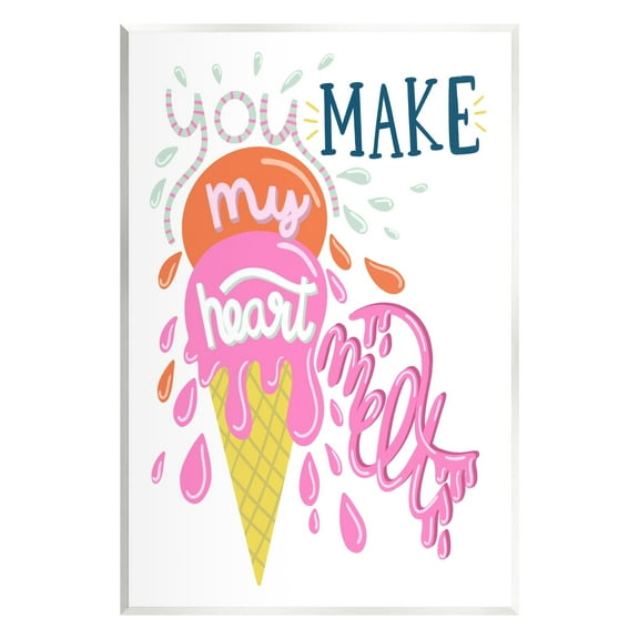 Stupell Industries Make My Heart Melt Summer Ice Cream Treat Graphic Art Unframed Art Print Wall Art, Design by Dominika Godette