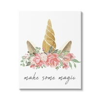 Stupell Industries Make Some Magic Unicorn Fairy Tales & Fantasy Painting Gallery Wrapped Canvas Art Print Wall Art, 16 x 20