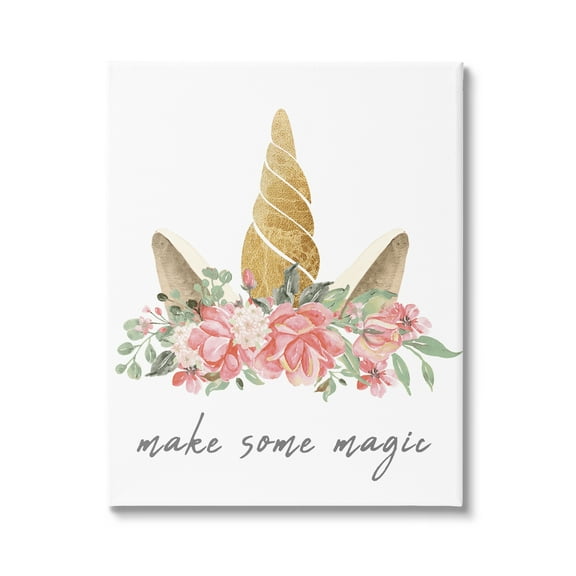 Stupell Industries Make Some Magic Unicorn Fairy Tales & Fantasy Painting Gallery Wrapped Canvas Art Print Wall Art, 16 x 20