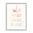 thumbnail image 1 of Stupell Industries Make Some Magic Unicorn Horn Flower Blossoms Graphic Art Gray Framed Art Print Wall Art, Design by Victoria Barnes, 1 of 7
