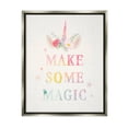thumbnail image 1 of Stupell Industries Make Some Magic Unicorn Horn Flower Blossoms Graphic Art Luster Gray Floating Framed Canvas Print Wall Art, Design by Victoria Barnes, 1 of 5